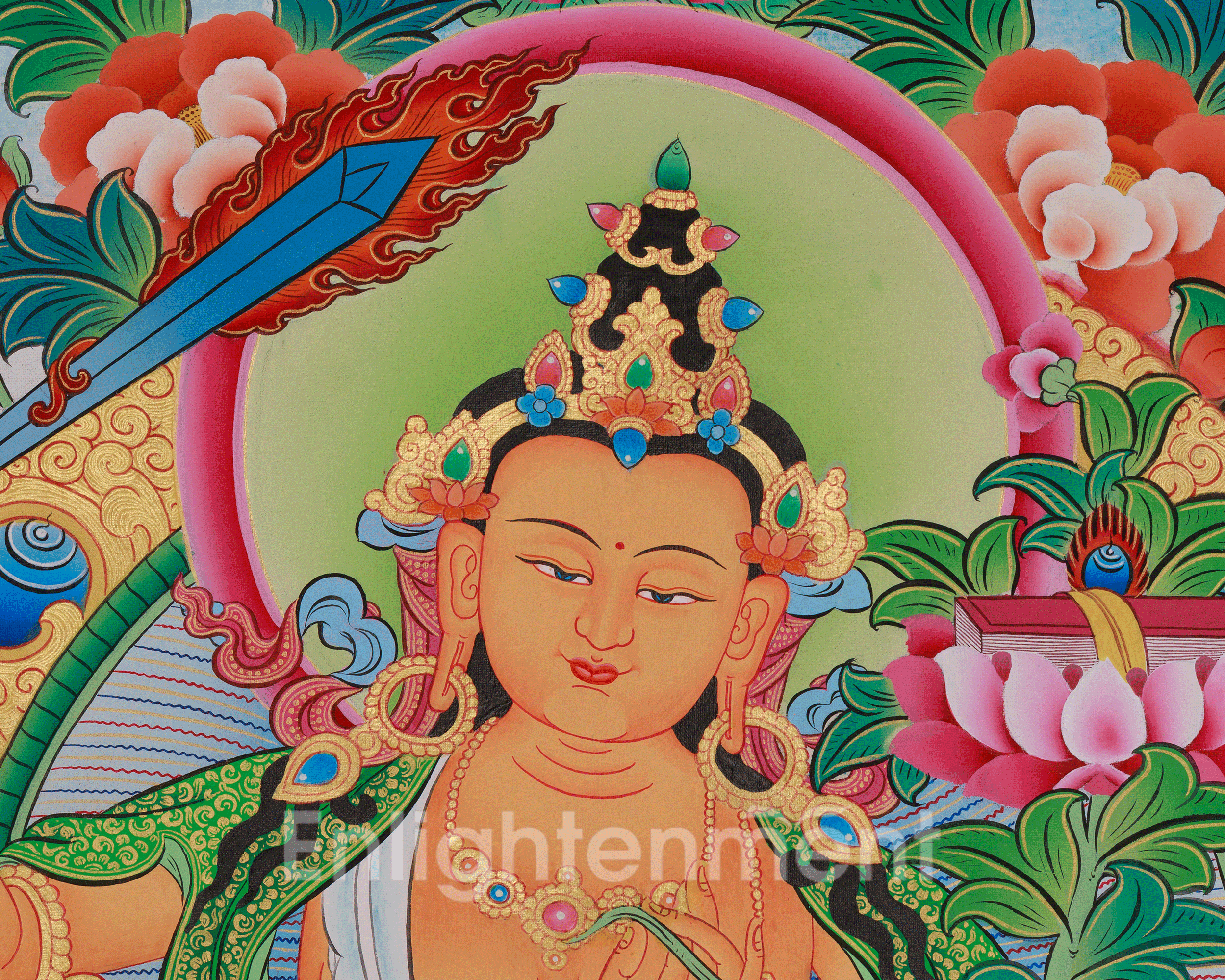 Manjushri the Buddha of Wisdom Thangka | Enlightened Insight