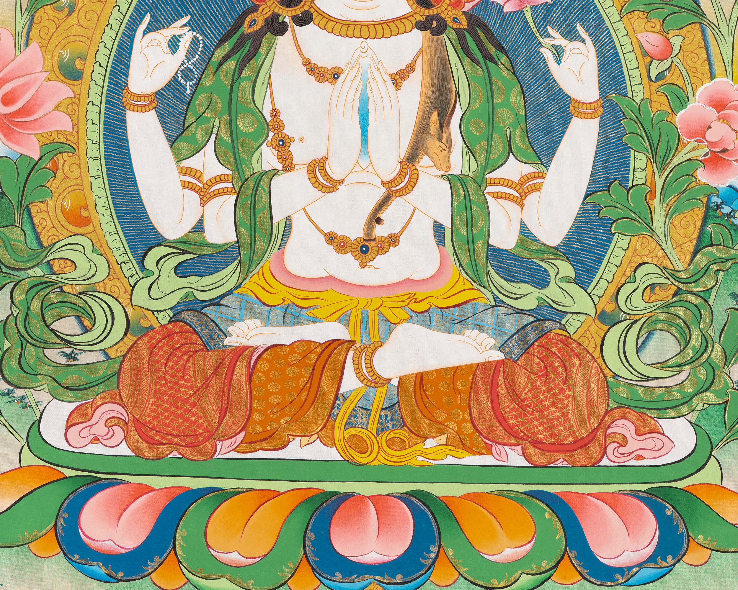 Traditional Chenrezig Thangka | Bodhisattva of Compassion and Protection
