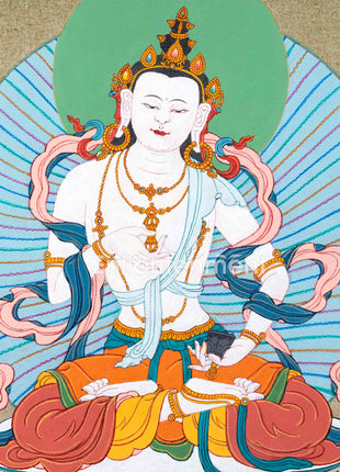 Vajrasattva Thangka in Authentic 24K Gold | Traditional Dorsem Painting | Buddhist Thangka Art
