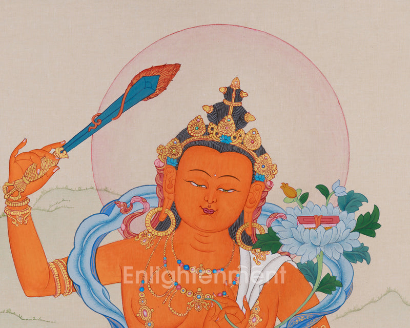 Wisdom Deity, Manjushri Thangka for Meditation | A Vision of Enlightened Wisdom