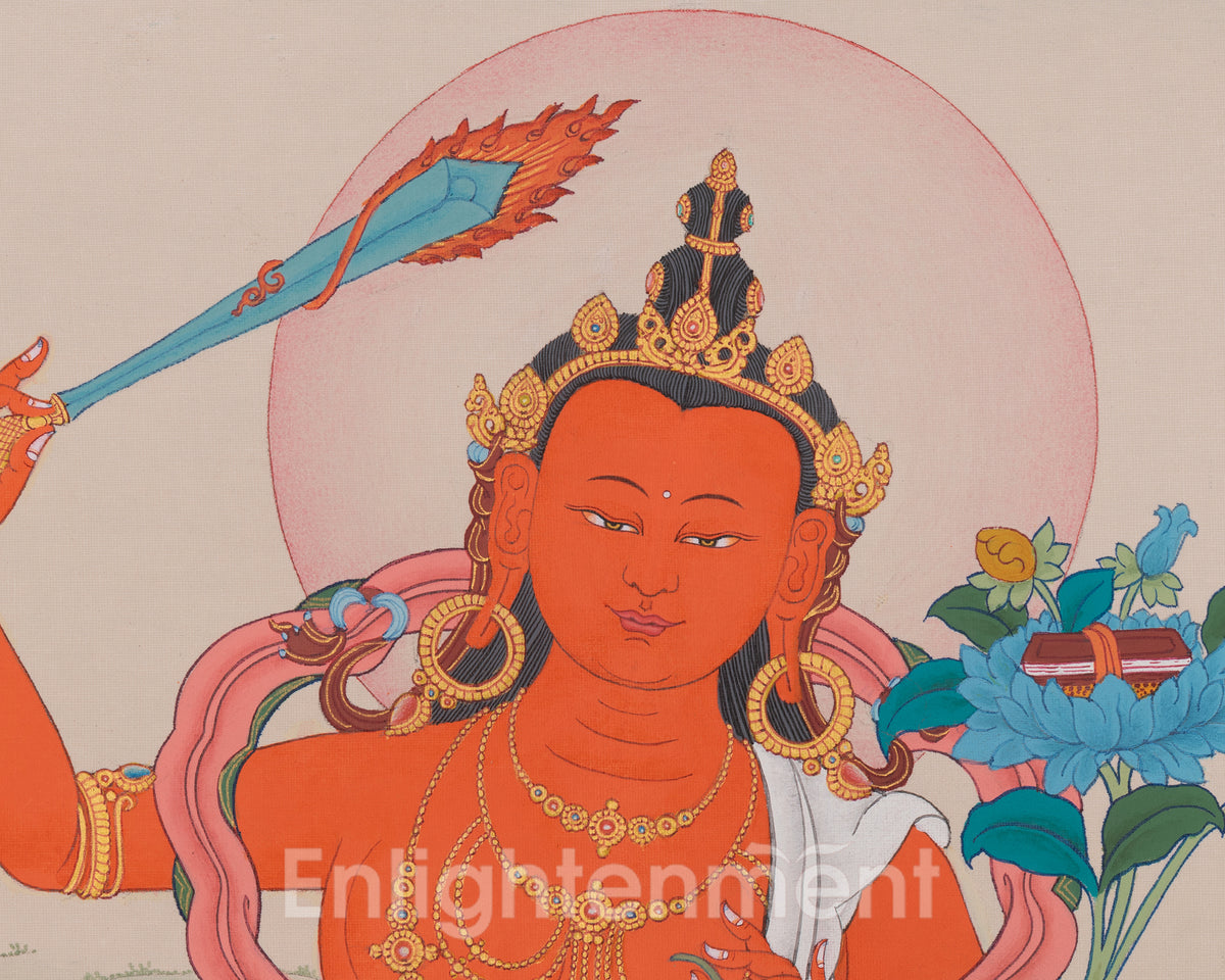 Sacred Manjushri Thangka | Bodhisattva of Transcendent Wisdom