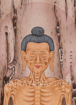 Fasting Buddha Giclee Canvas Print | Sacred Enlightenment Art