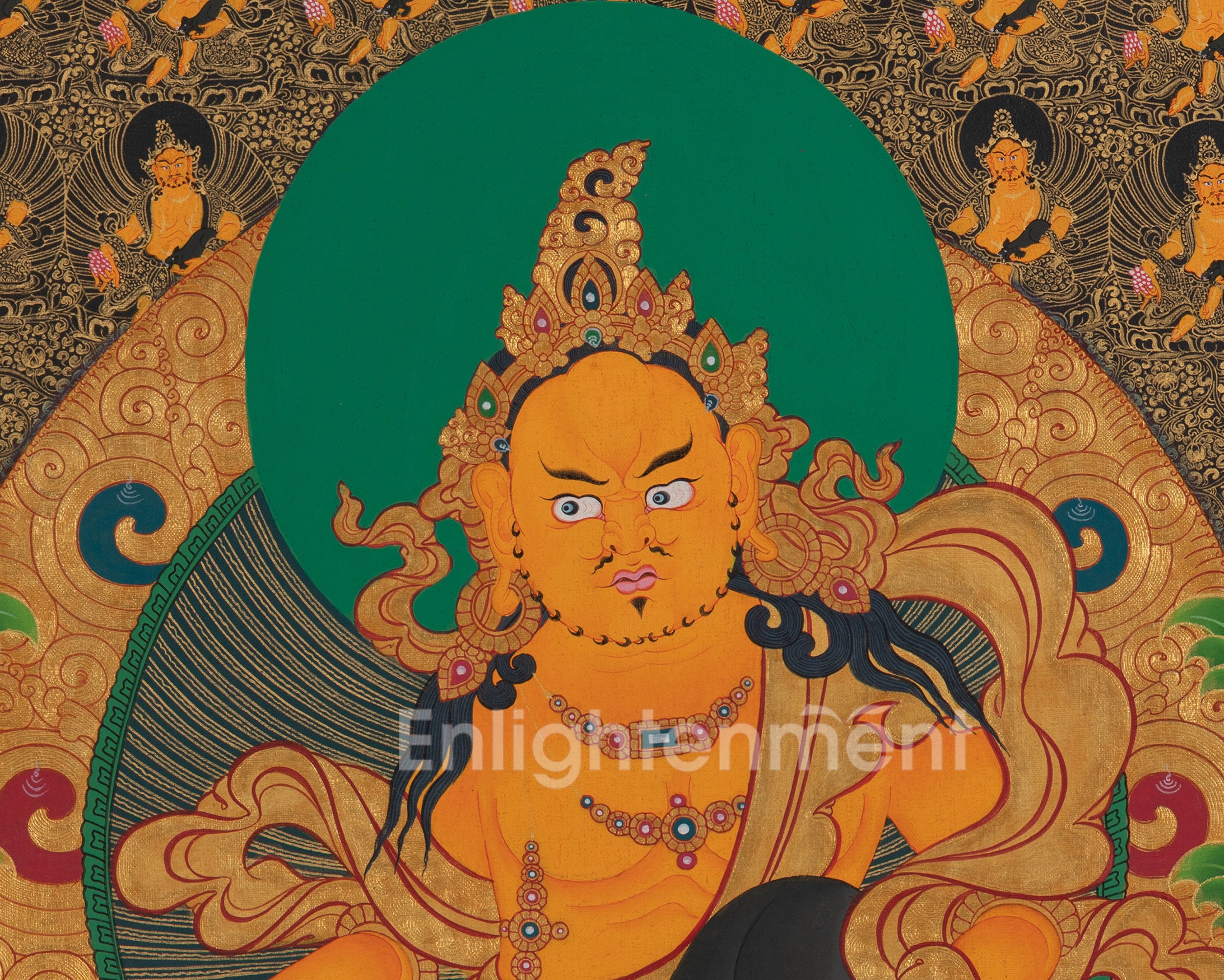 Dzambala Yellow Thangka  |  Traditional Tibetan Art | Wall Decors