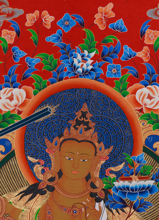 Maha Manjushri Thangka | The Supreme Bodhisattva of Wisdom and Enlightenment