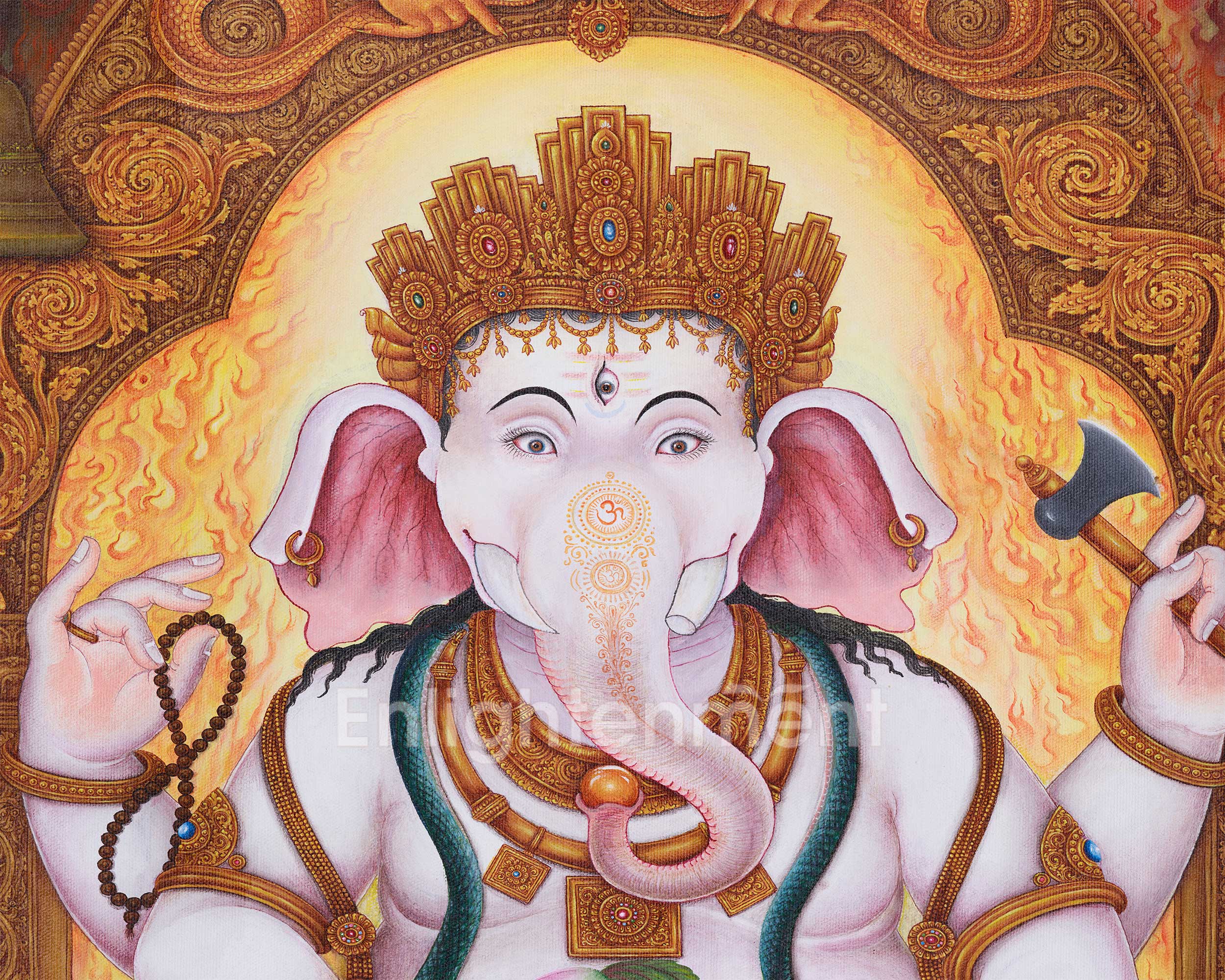 Radiant Lord Ganesh | Blessings of Success and Protection | Paubha Artwork