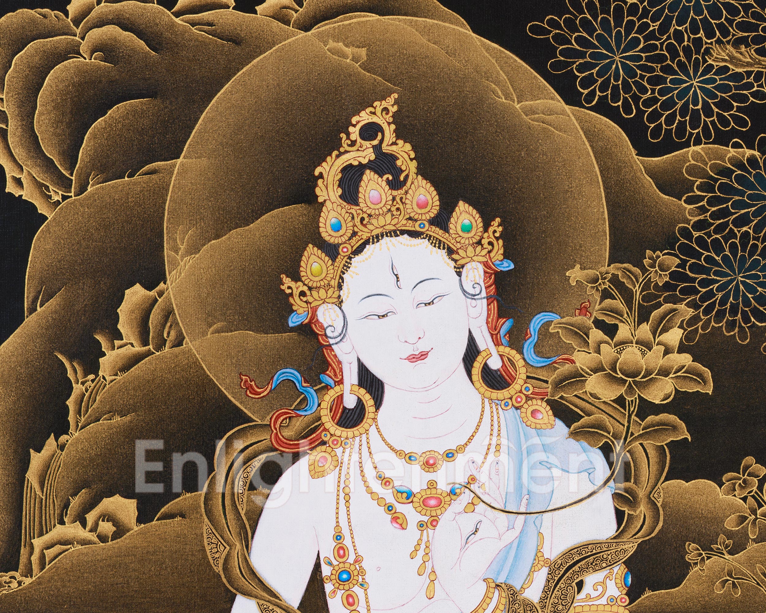 Premium White Tara Bodhisattva Painting | Divine Mother of Healing and Longevity