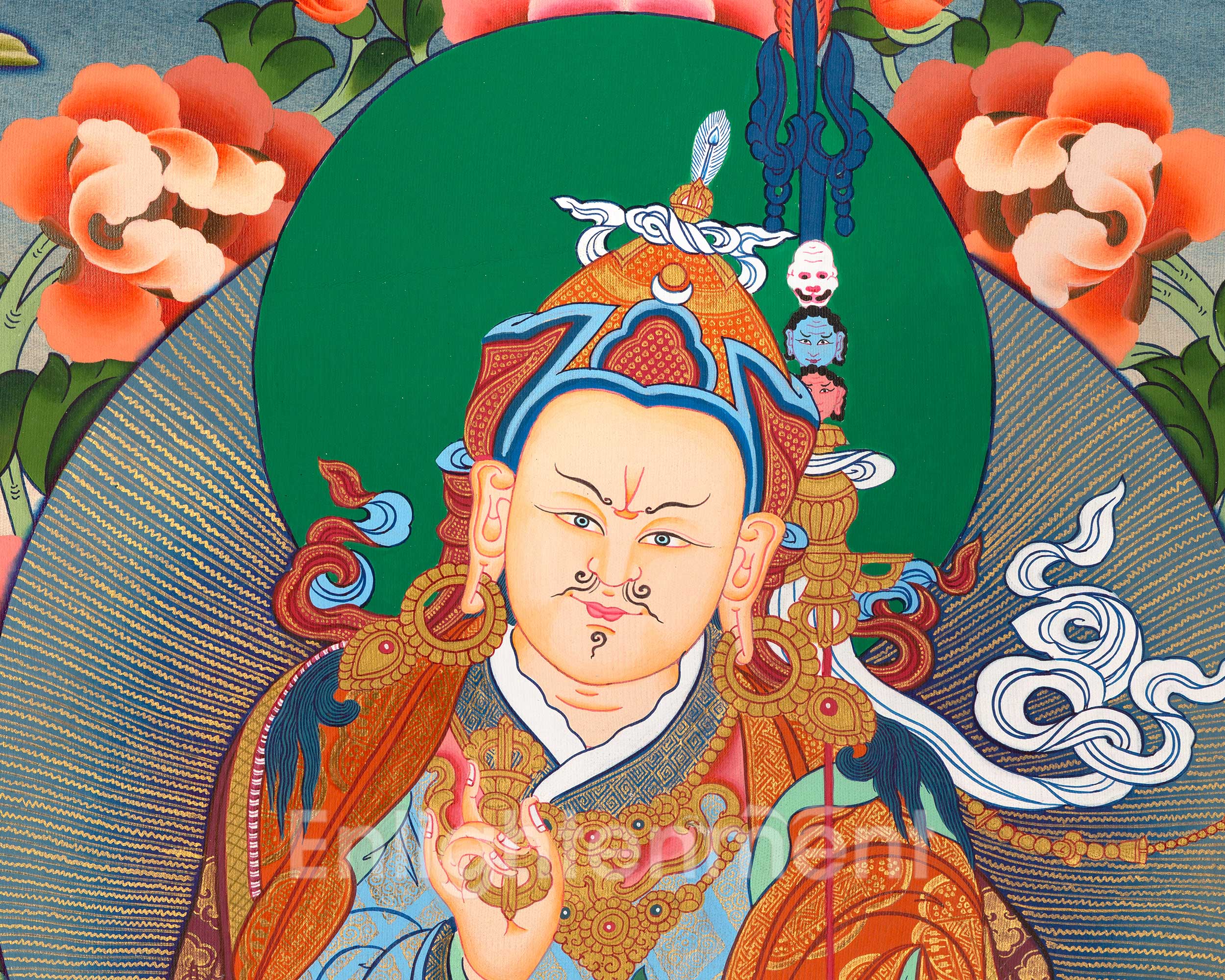 Guru Rinpoche Thangka | Eight Manifestation of Guru Padmasambhava |  Lotus Born Master of Buddhism | Thangka Painting for Meditation