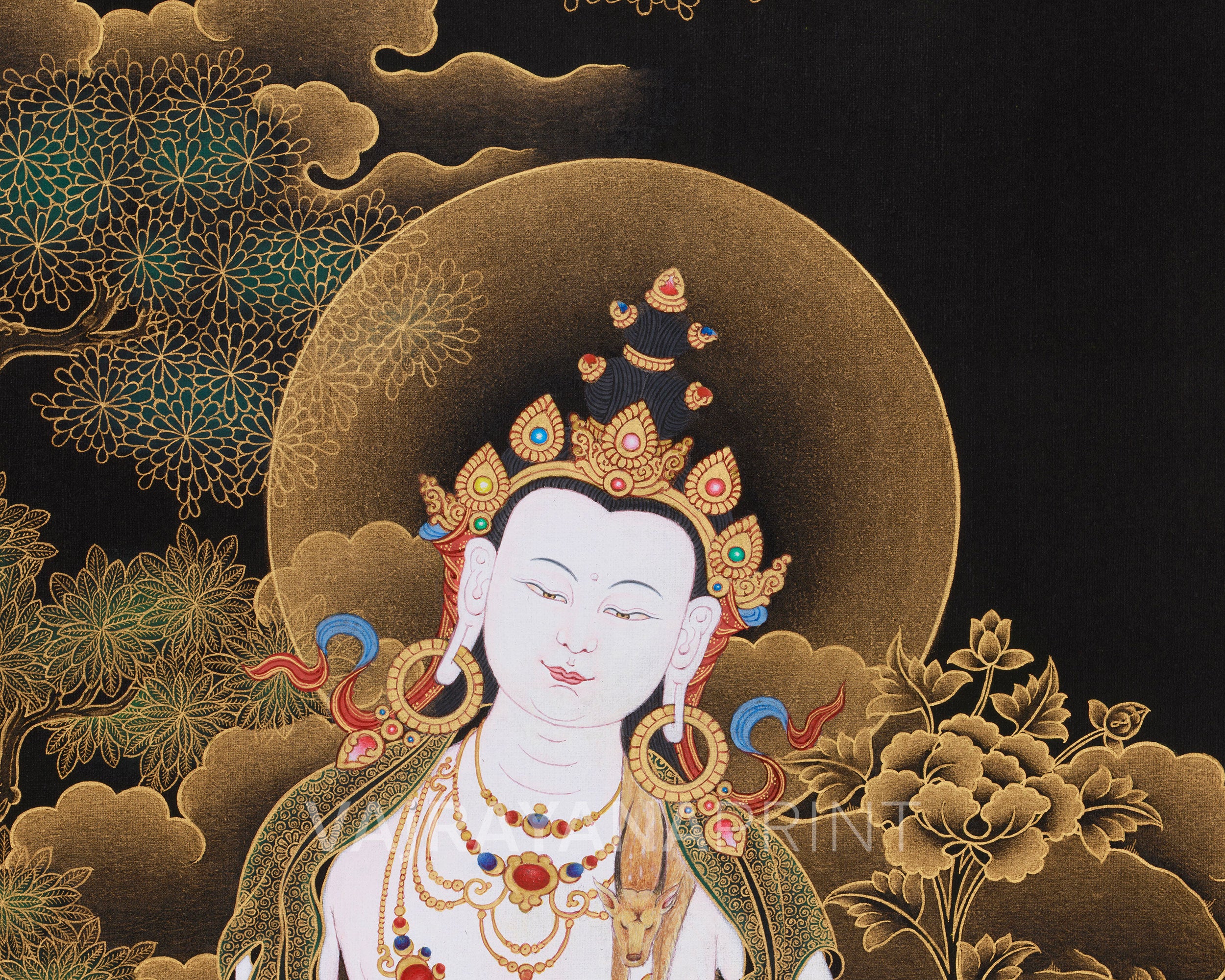 2 Armed Chenrezig Thangka Print | Avalokiteshvara Nakthang Style Art
