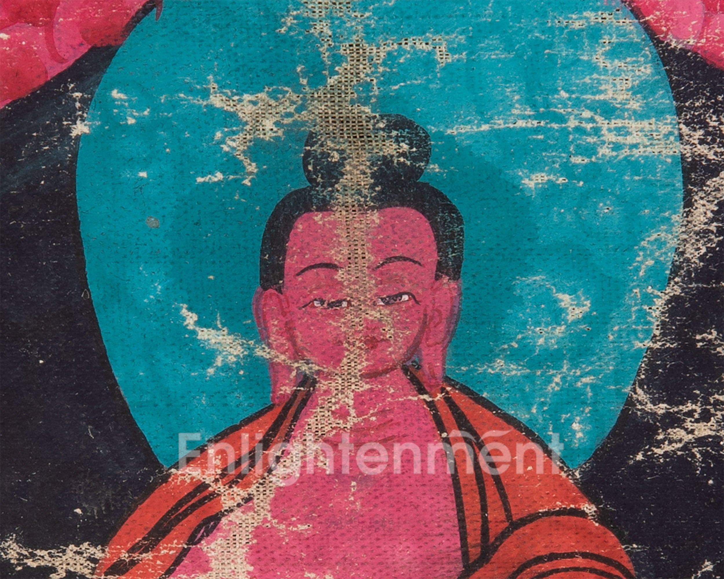 Vintage Amitabha Buddha Thangka | Brocade Mounted Thangka | Tibetan Wall Decoration Art