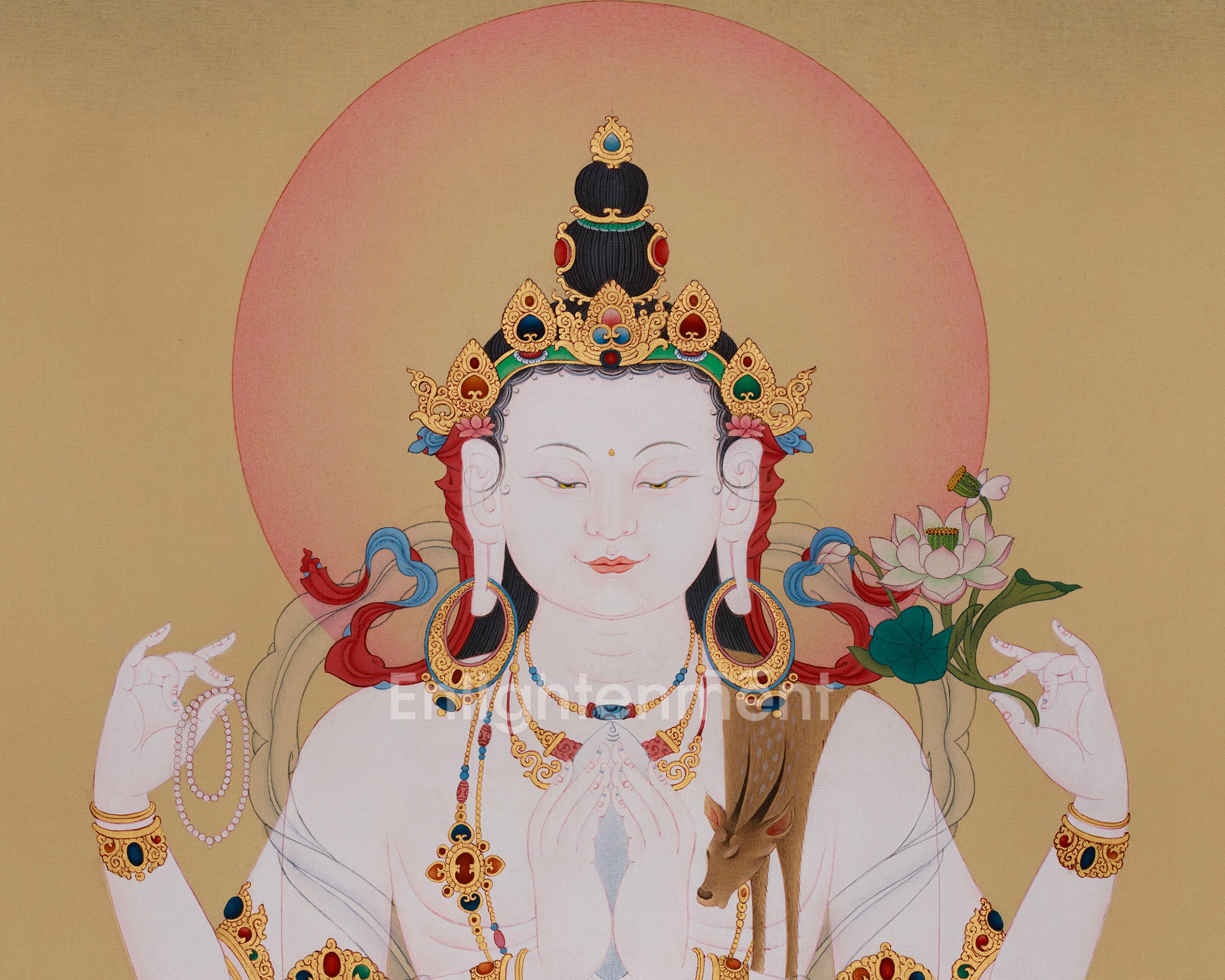 Sacred Four-Armed Chenrezig Thangka | Embodiment of Universal Love