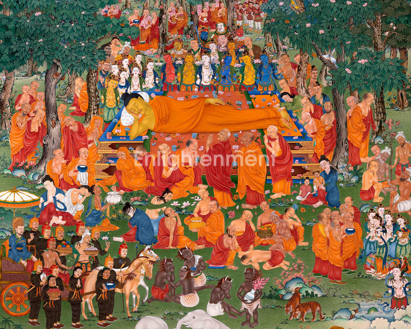 Original Thangka of Maha Parinirvana, Enlightenment Thangka