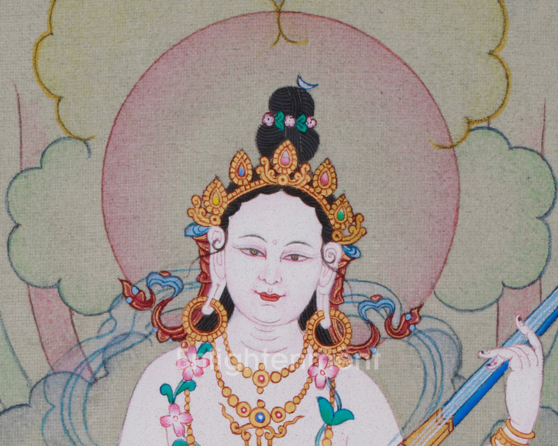 Yangchenma (Saraswati) Thangka | Goddess of Wisdom, Music, and Arts