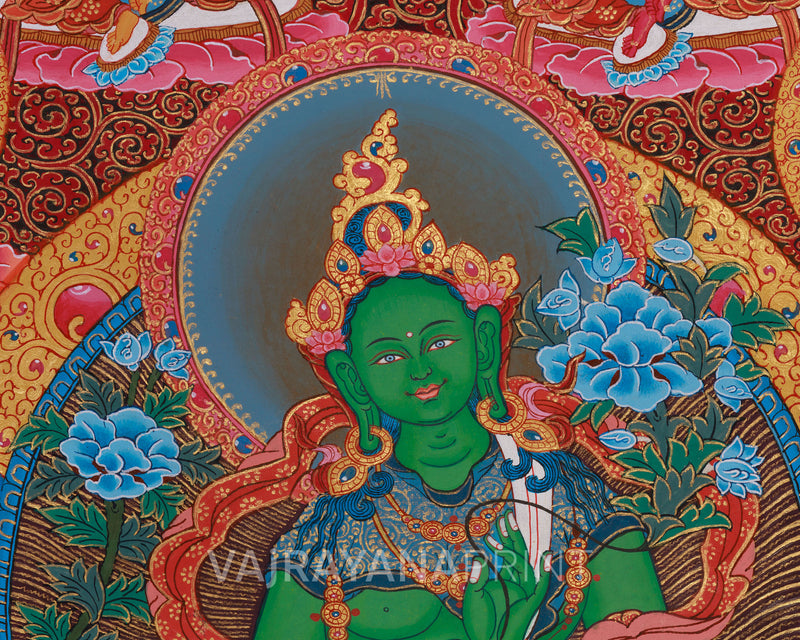 Divine 21 Taras Thangka Print | Buddhist Art of the 21 Manifestations of Tara