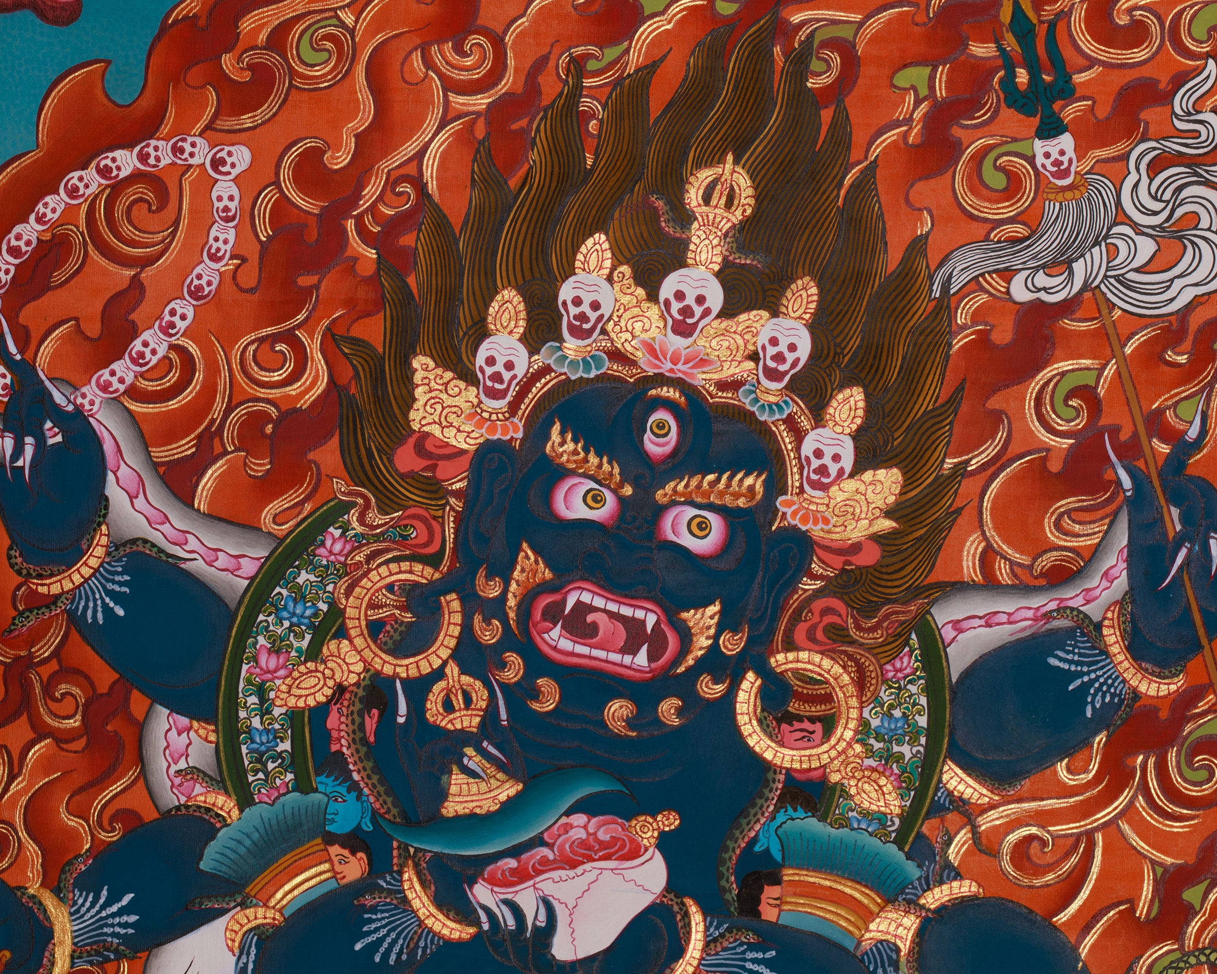 Fierce Six Armed Mahakala | Buddhist Protector Deity Thangka