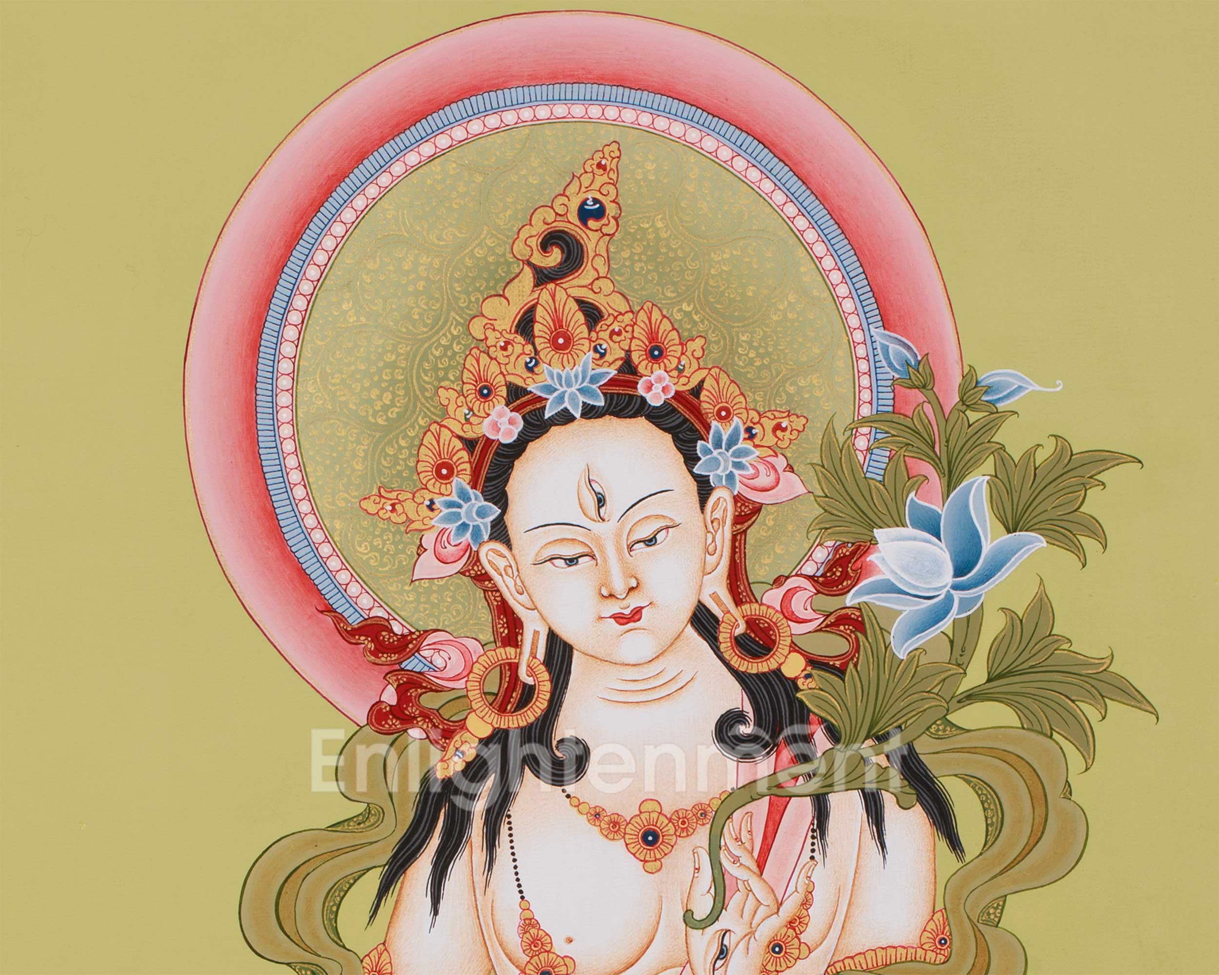 Bodhisattva Sita Tara Thangka | Healing & Longevity | Hand-Painted on Cotton Canvas