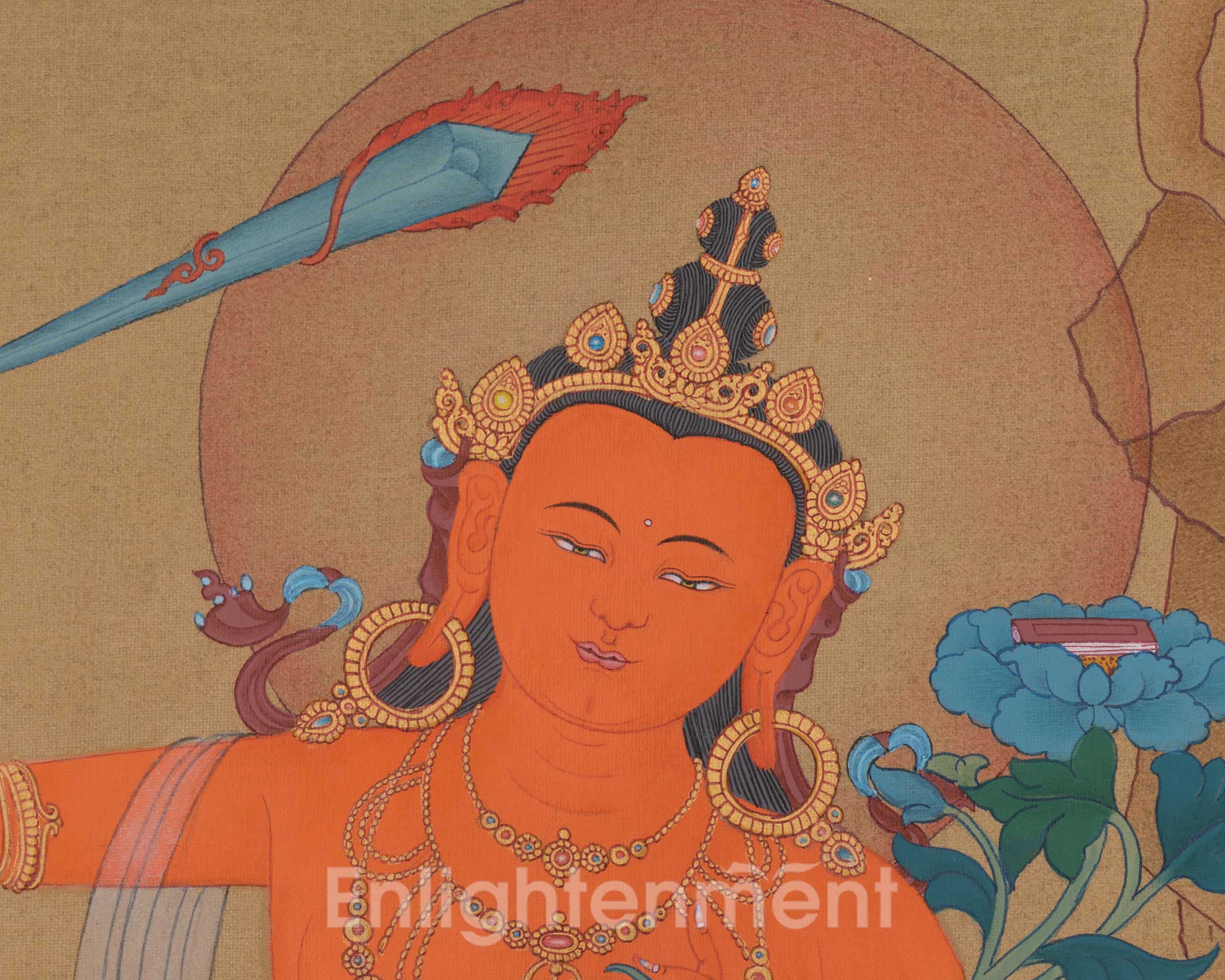 Manjushri Buddhist Deity Art | Transcendent Wisdom | Mahayana Buddhism | Flaming Sword