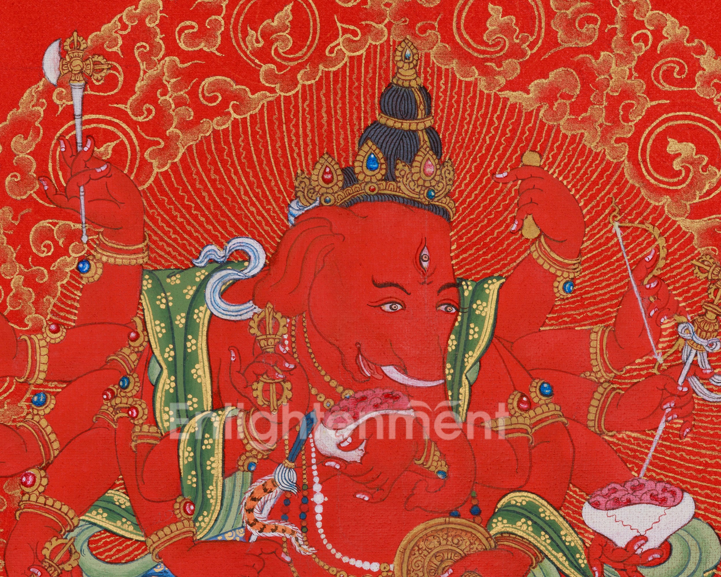 Traditional Thangka of Ganesha | Divine Remover of Obstacles