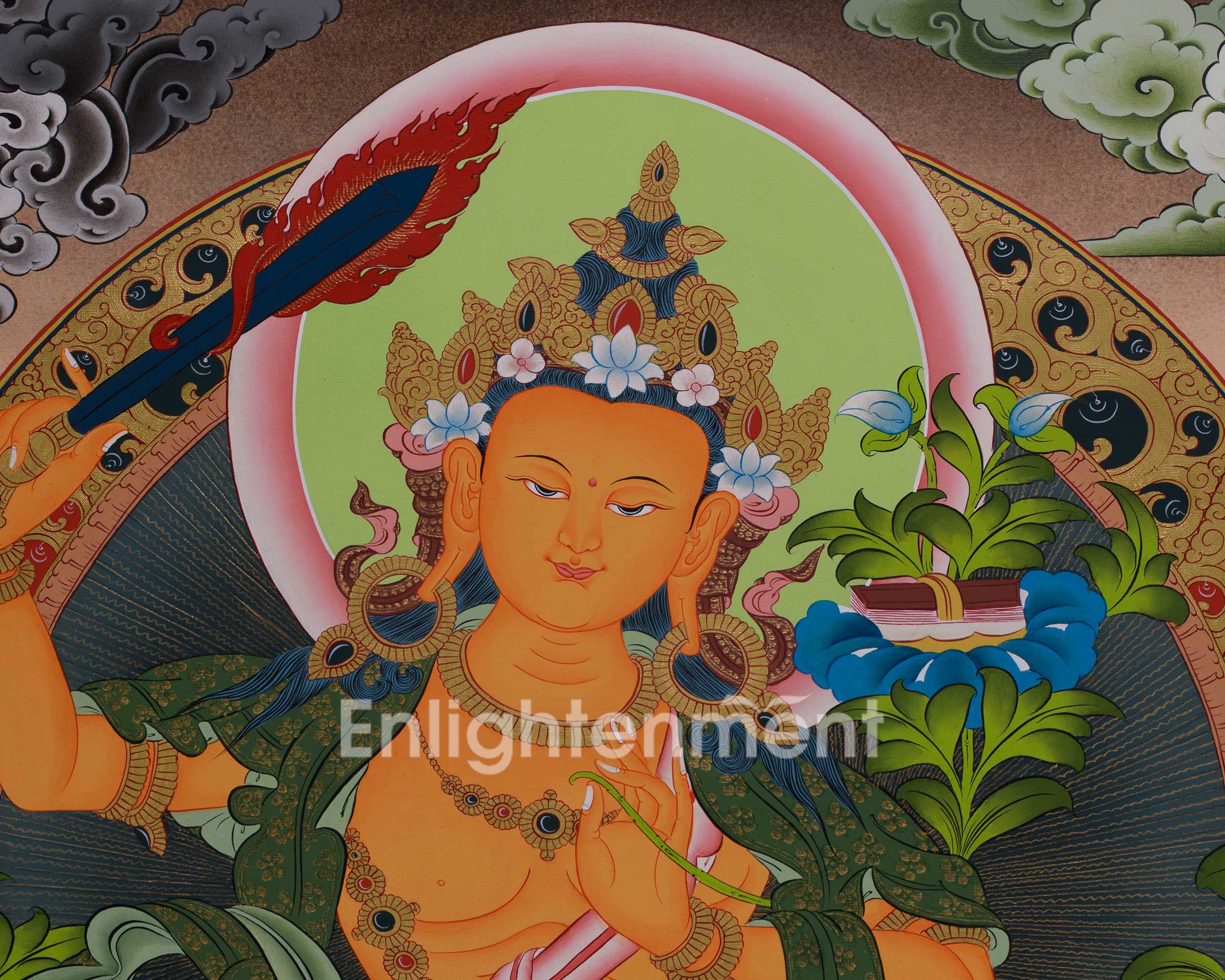 Tibetan Bodhisattva Manjushri Painting | Buddhist Deity of Knowledge