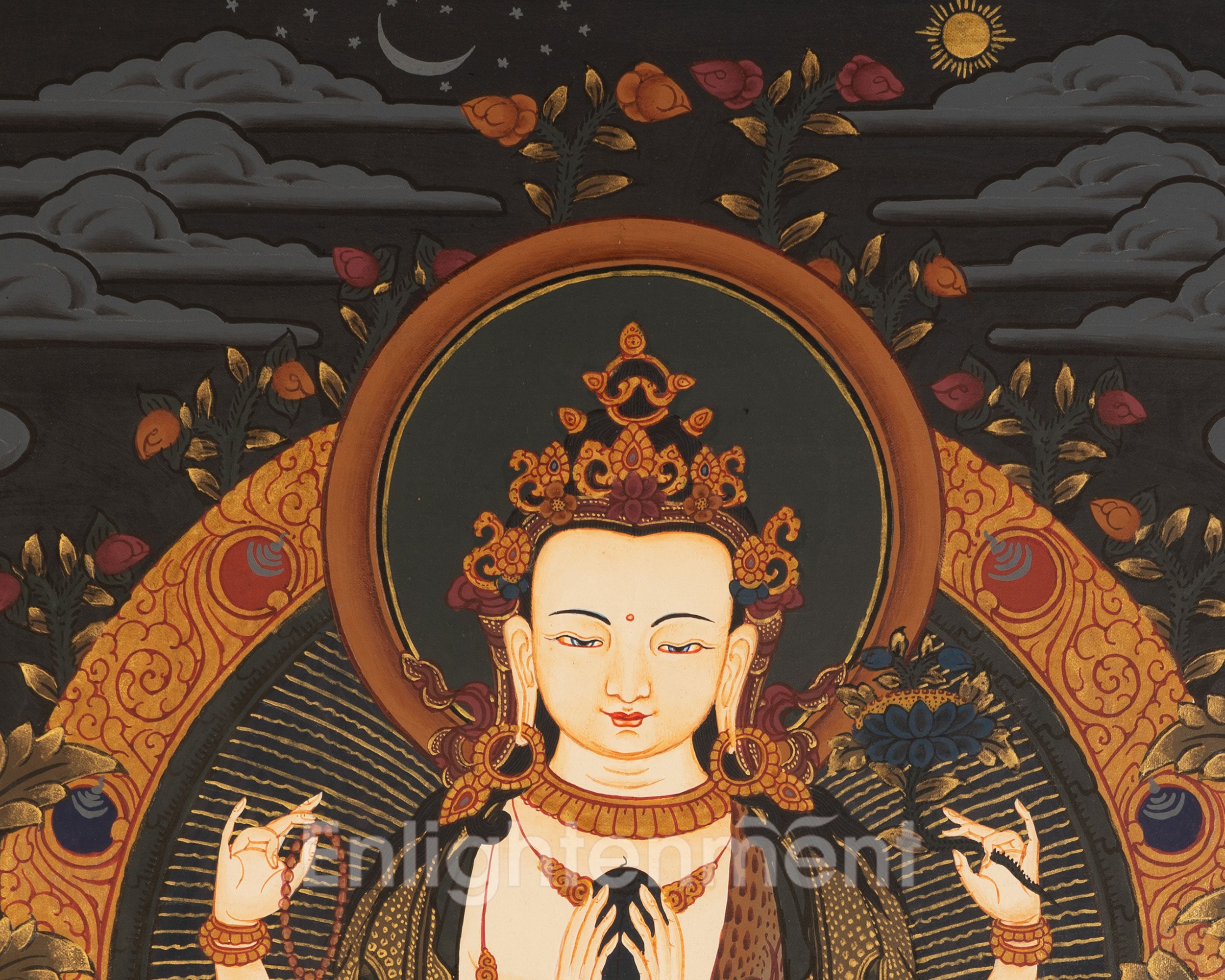 Chenrezig Thangka Painting | Religious Tibetan Wall Art