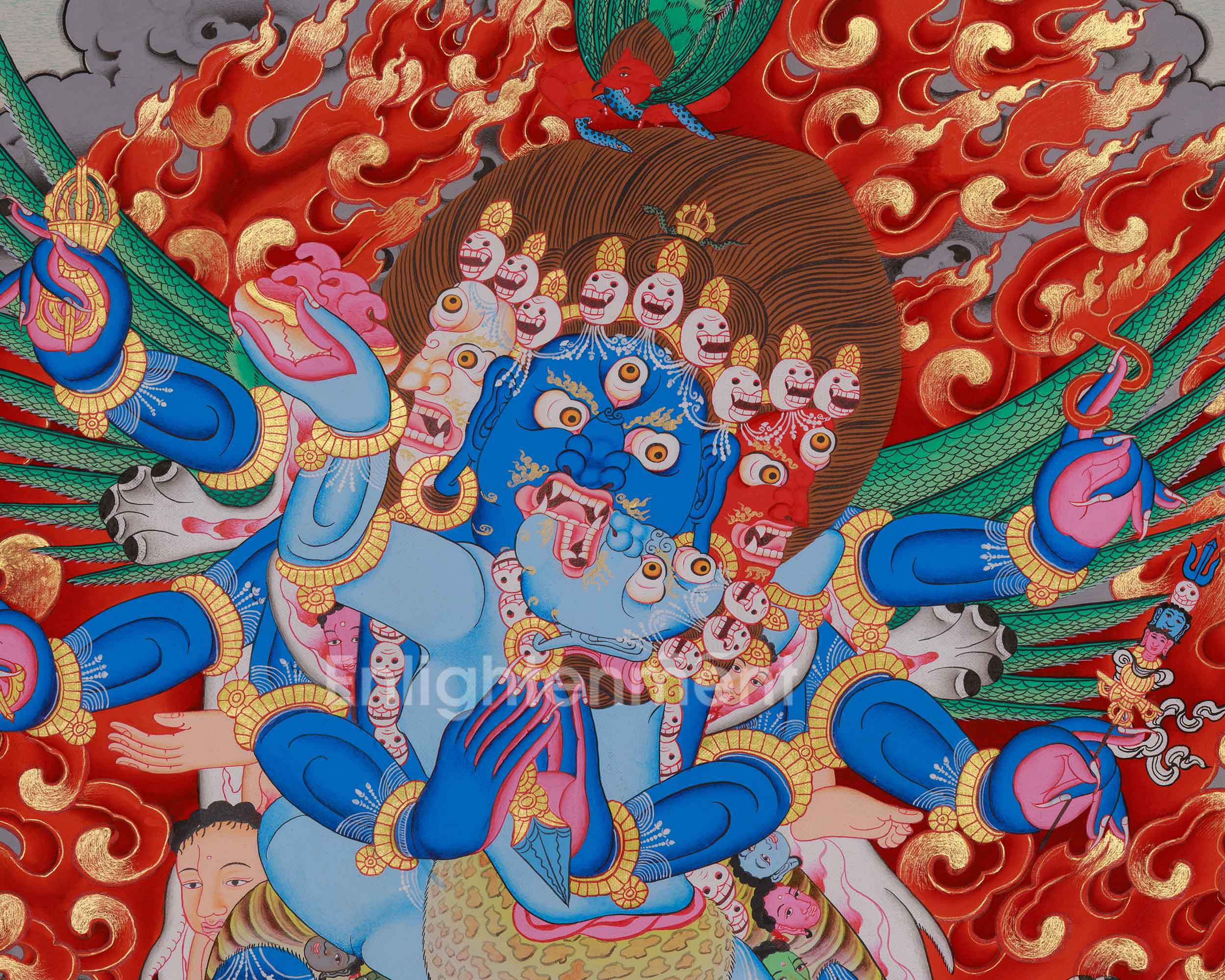 Wrathful Deity Vajrakilaya with Samantabhadra Thangka | Destroyer of Negativity