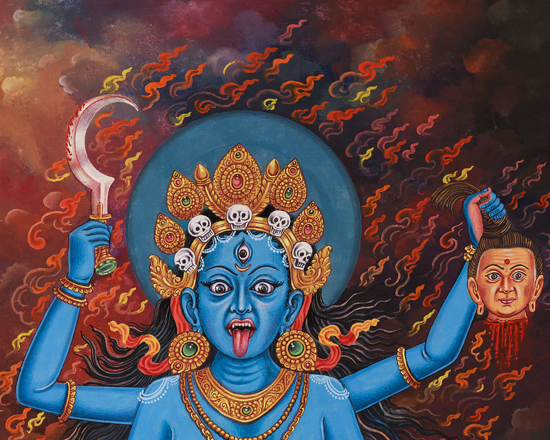 Goddess Kali Maa Thangka | The Fierce Divine Mother of Transformation