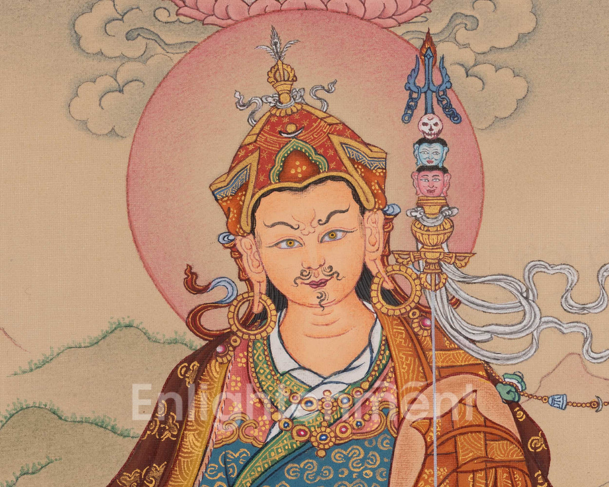 Guru Rinpoche Thangka Painting | Lotus-Born Master | Vajrayana Buddhism