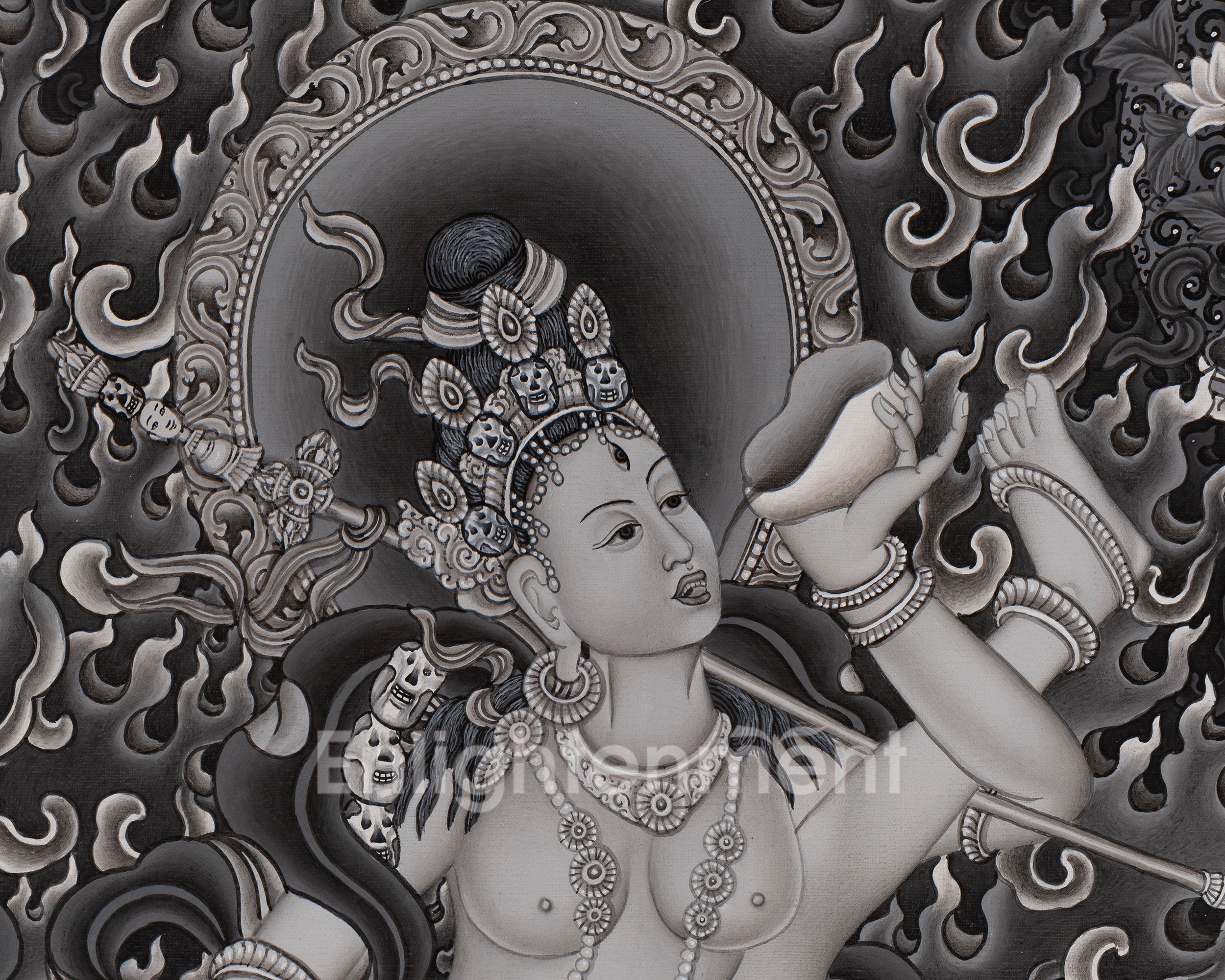 Aakash Yogini Thangka | Original Hand Painted Bijeshwari  Tibetan Thangka