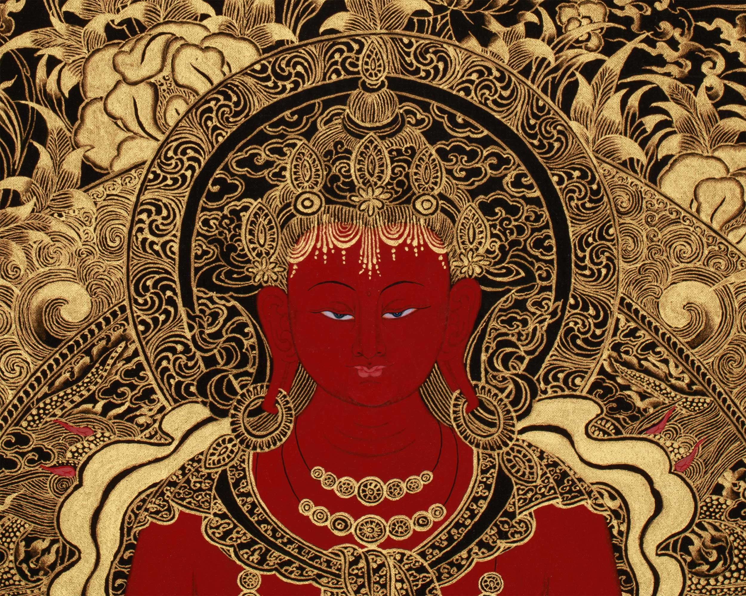 Tibetan Thangka of Long Life Buddha Amitayus | Deity of Immortality and Vitality