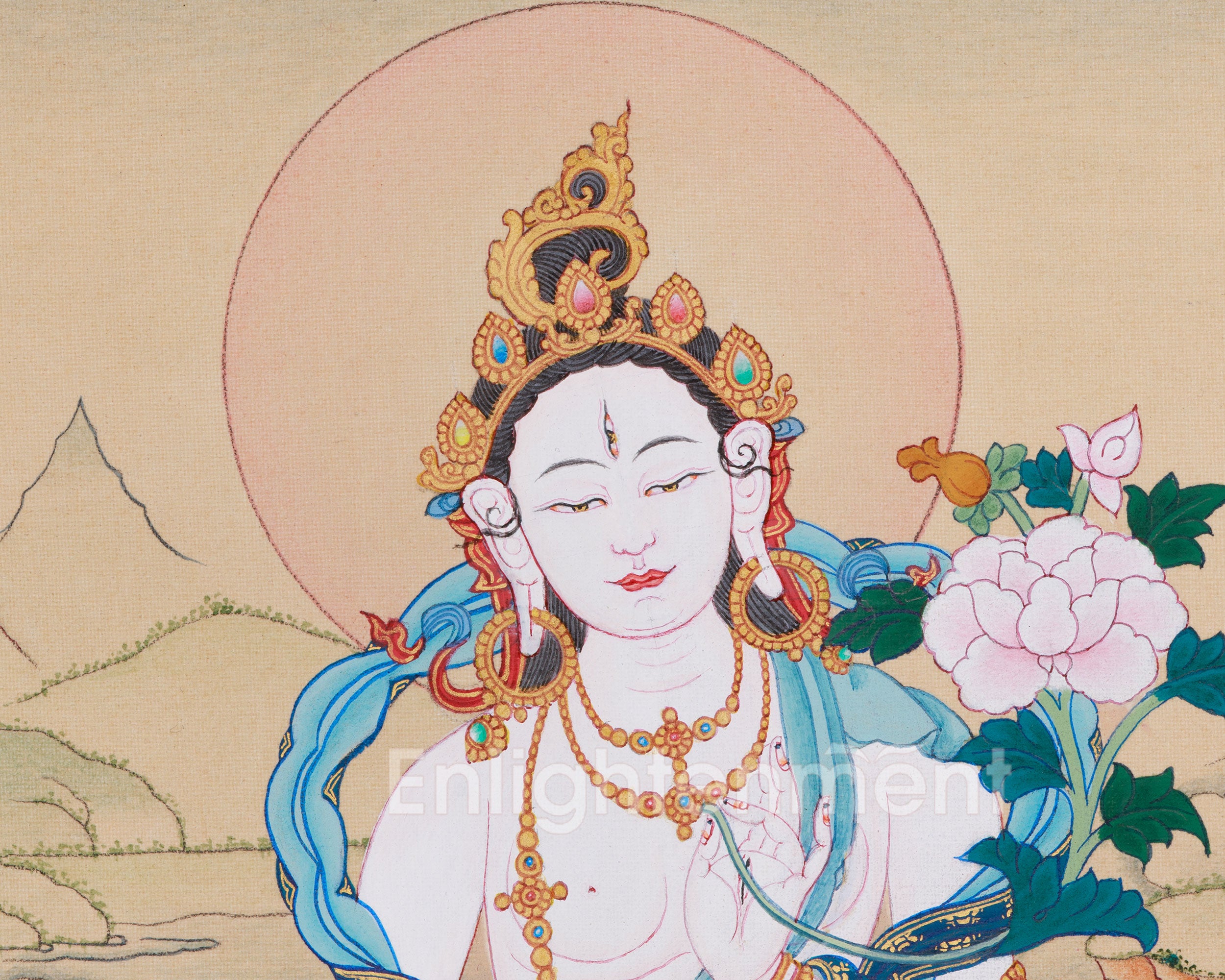 Female Deity White Tara Thangka | Goddess of Healing and Longevity