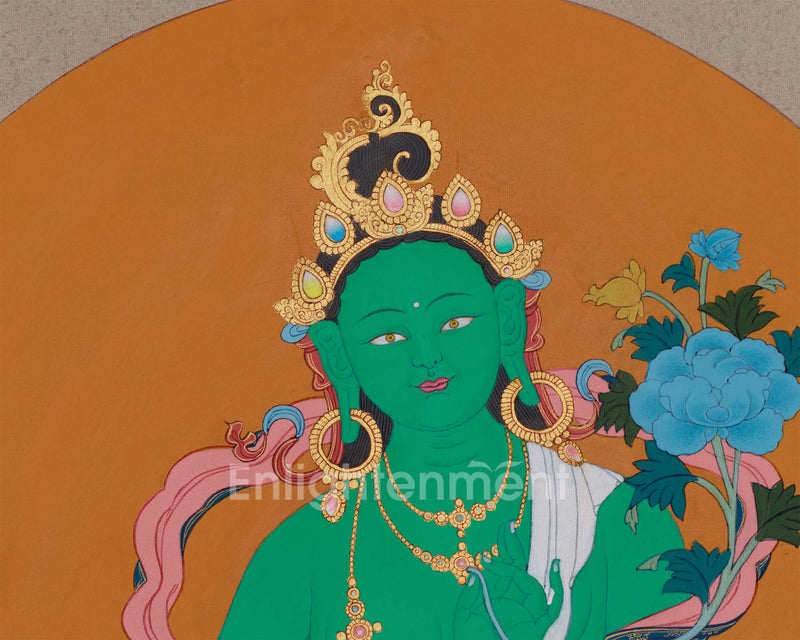 The Compassionate Female Bodhisattva Green Tara | Tibetan Goddess Artwork