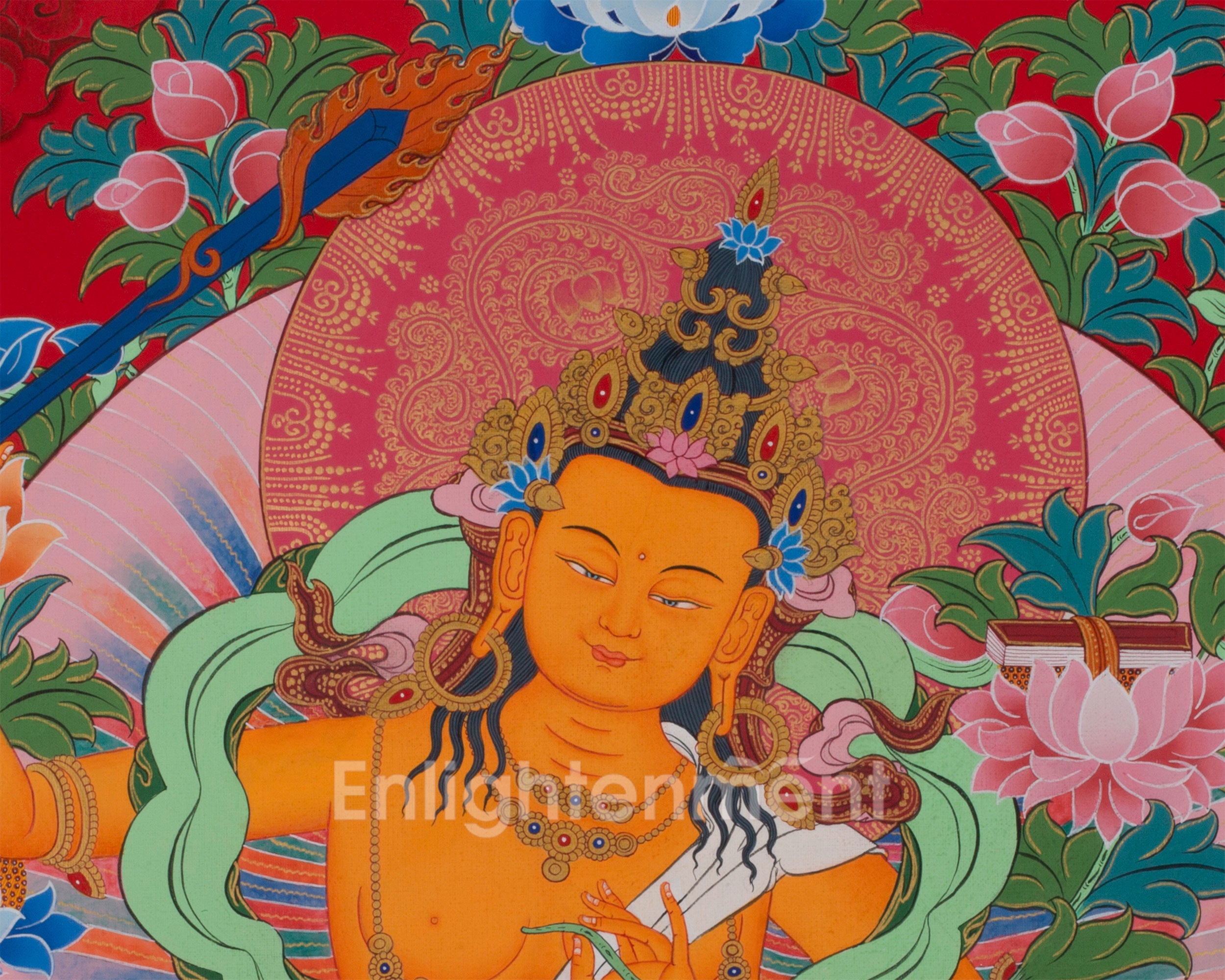 Five Forms of Bodhisattva Manjushri Thangka | Tibetan Art of Wisdom and Enlightenment