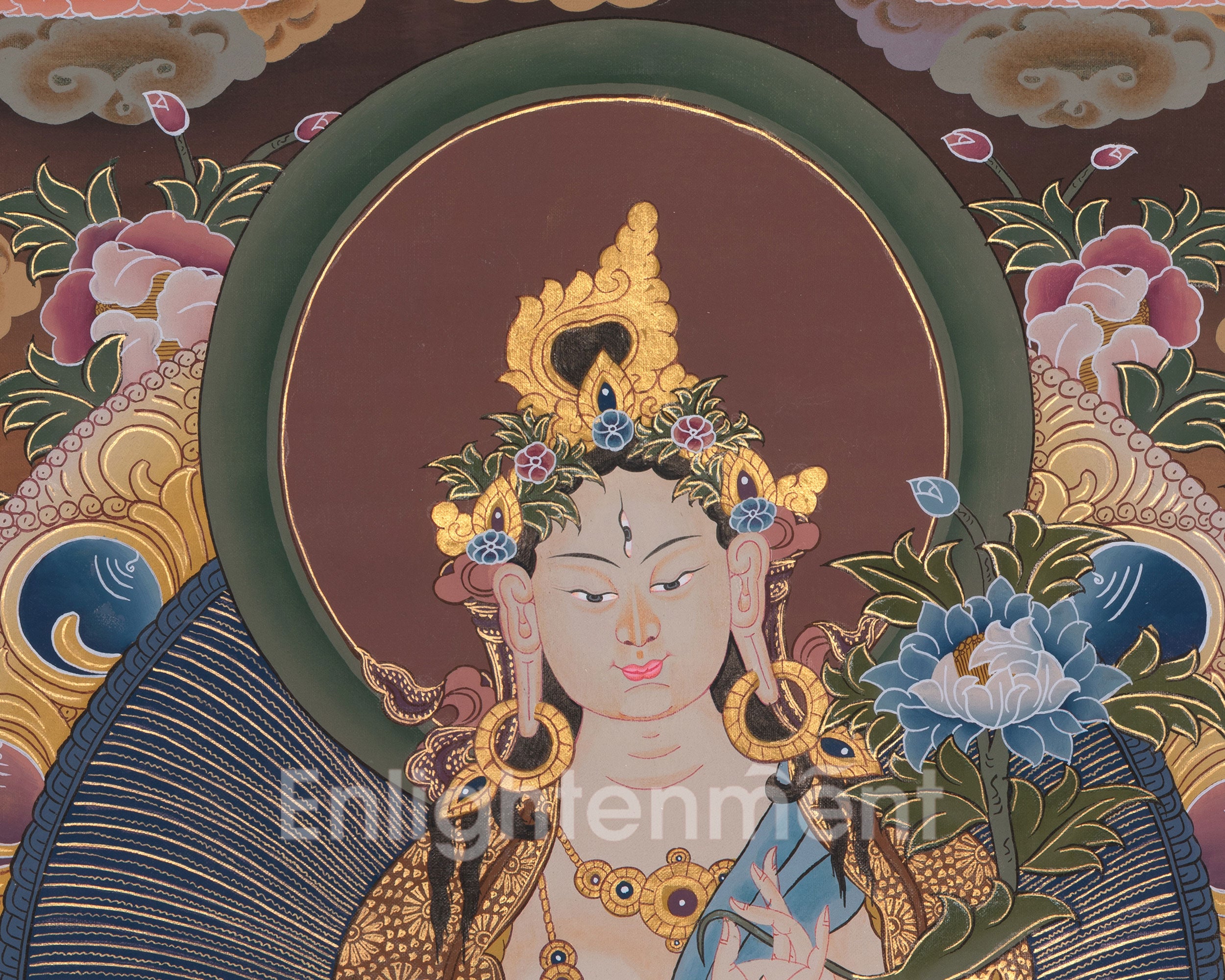 Original Hand-Painted White Tara With Other Bodhisattvas | Protector of Life, Love, and Liberation