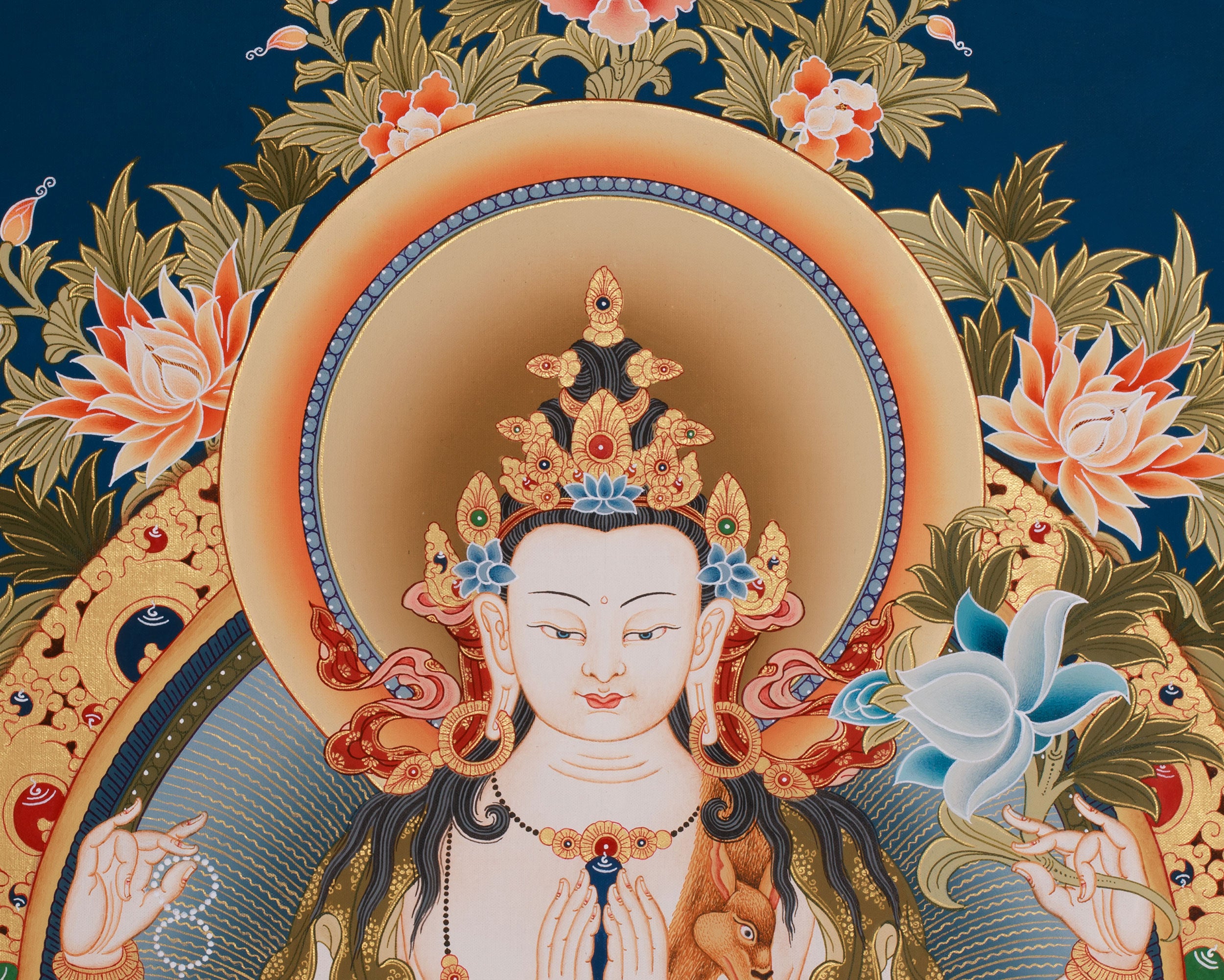 Compassionate Buddha Chenrezig (Avalokiteshvara) Thangka | Deity of Mercy, Wisdom & Enlightened Activity