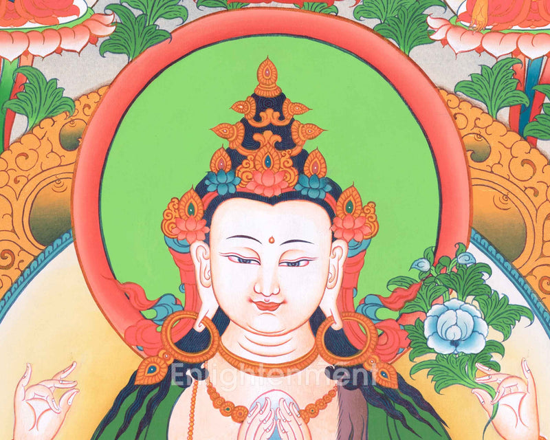 Tibetan Avalokiteshvara (Chenrezig) Art | Wisdom Bodhisattva | Dhyani Buddhas