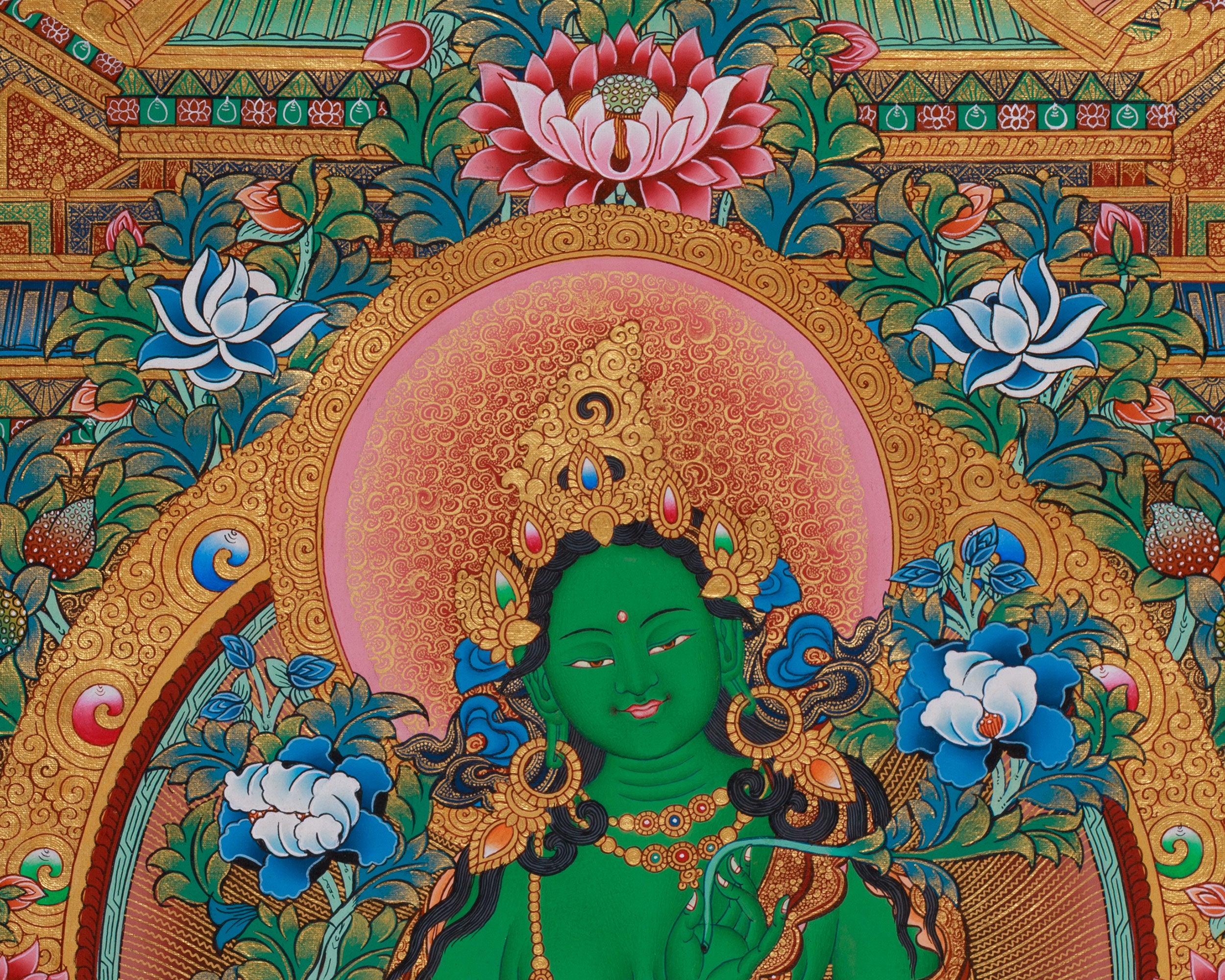 Turquoise Pure Land of Green Tara | Divine Realm of the Swift-Acting Bodhisattva of Compassion & Protection