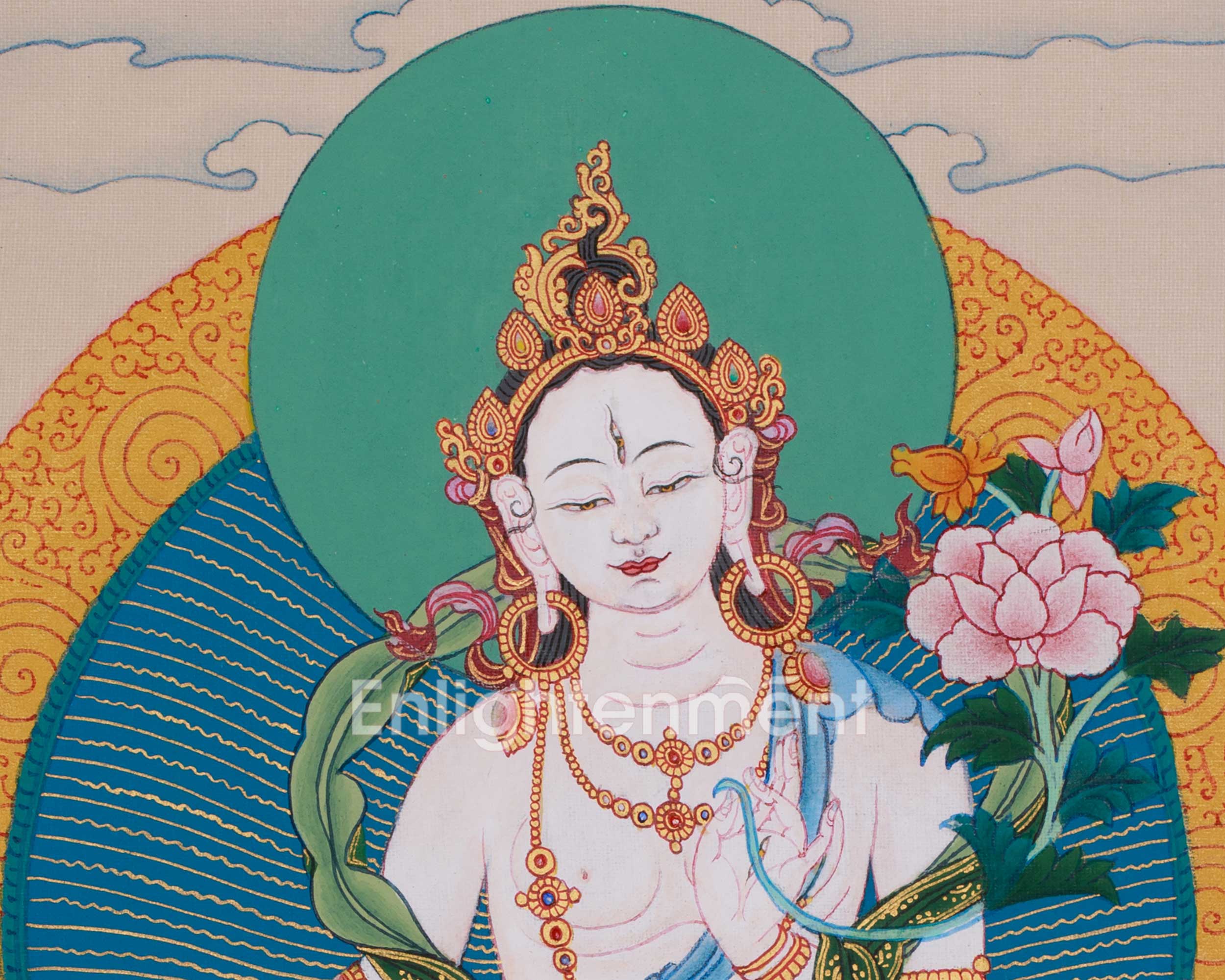 Thangka of Long Life Goddess White Tara | The Female Bodhisattva of Healing