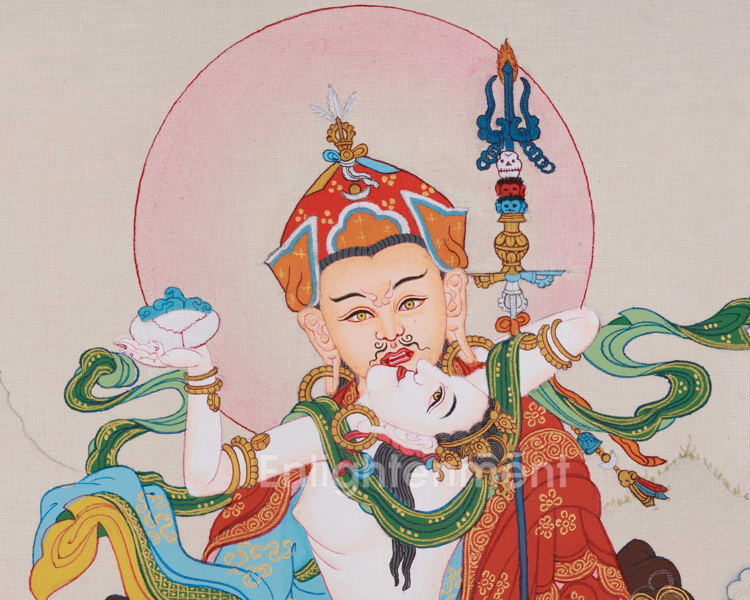 Himalayan Thangka of Guru Rinpoche With Consort | Lotus Born Master
