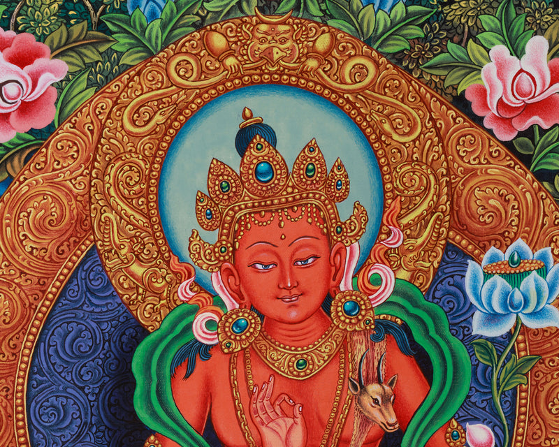 Tibetan Simhanada Lokeshvara Thangka | Devotional Bodhisattva Thangka for Meditation