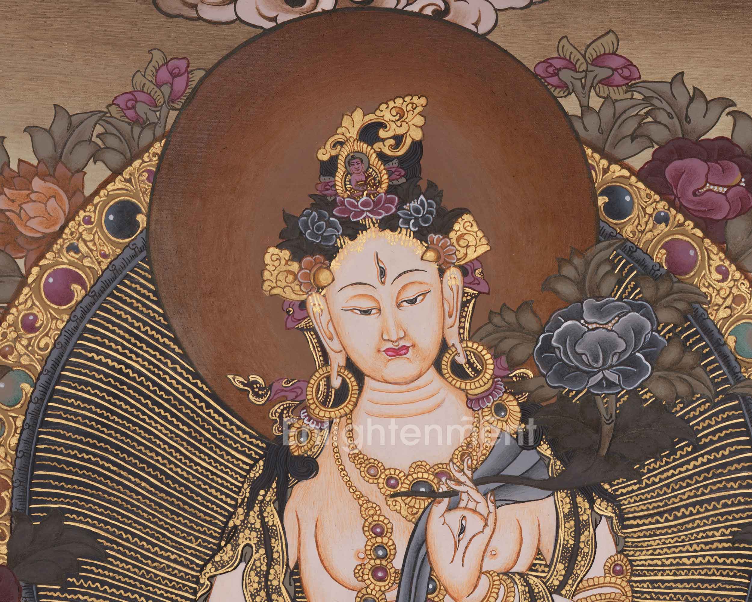 Spiritual Thangka Of White Tara | Healing Goddess | Traditional Art