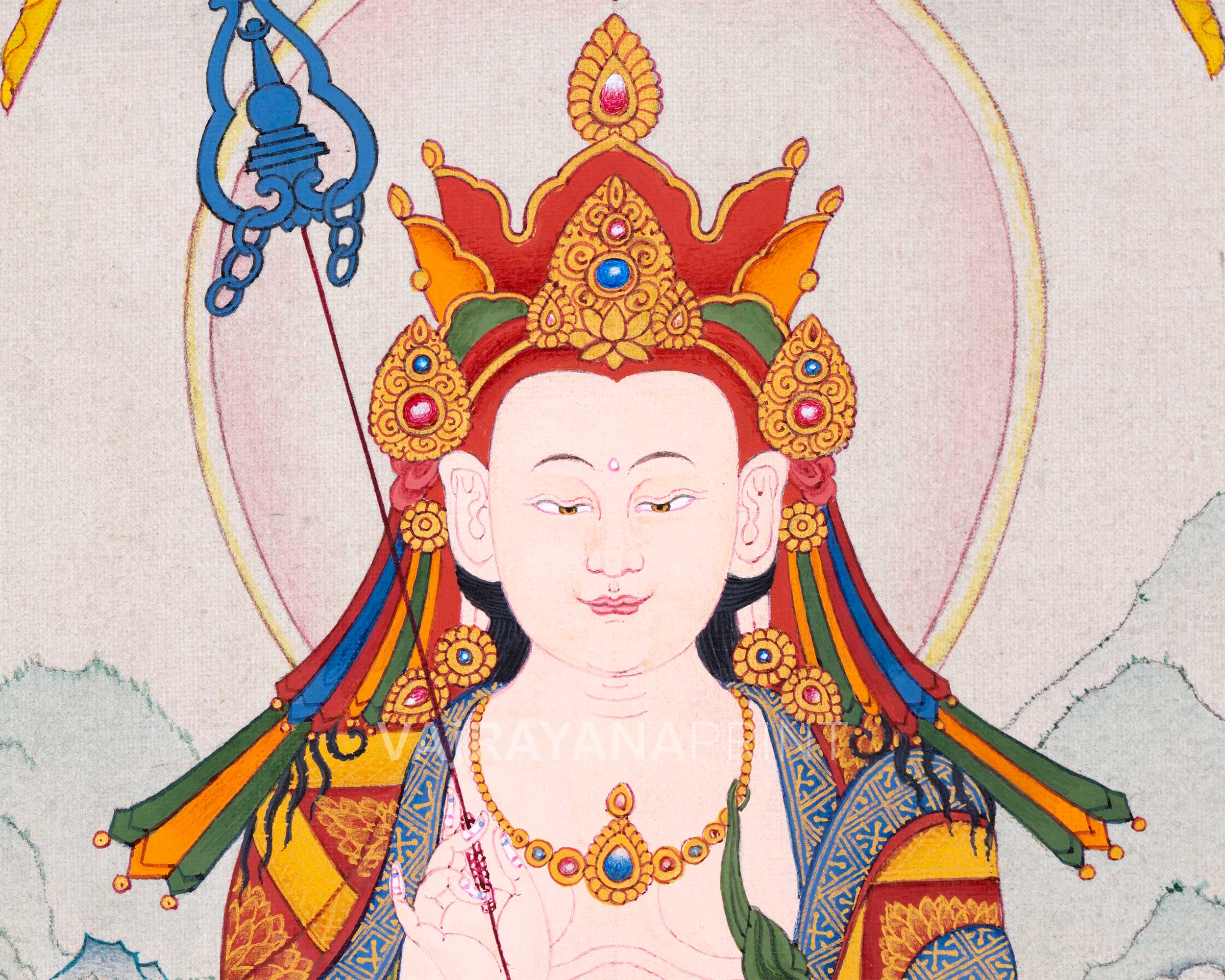 Kshitigarbha Thangka Print | The Guardian of the Earth | Bodhisattva Art Print