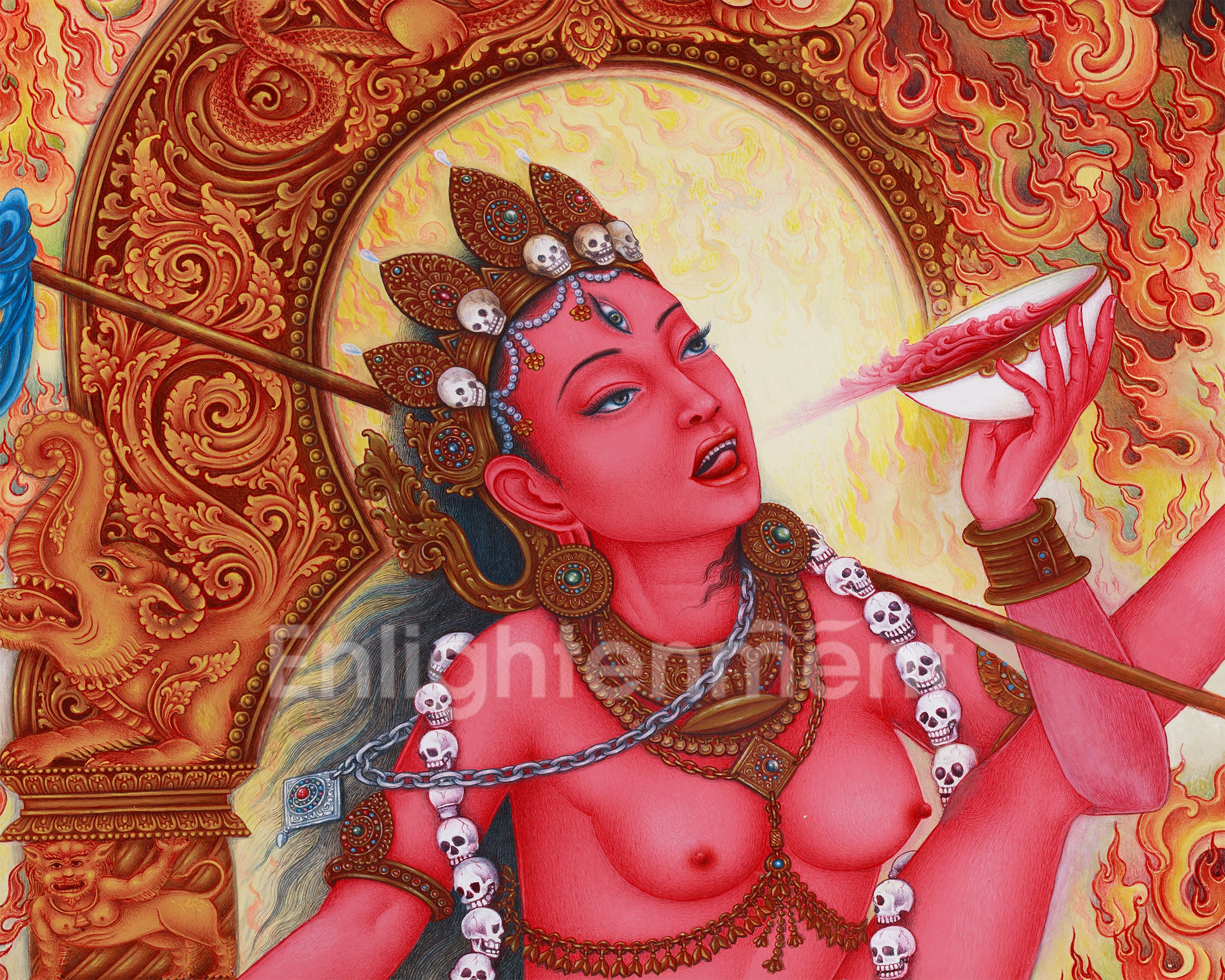 Vidyadhari Yogini in Paubha Style | Flying Vajrayogini | Goddess of Wisdom