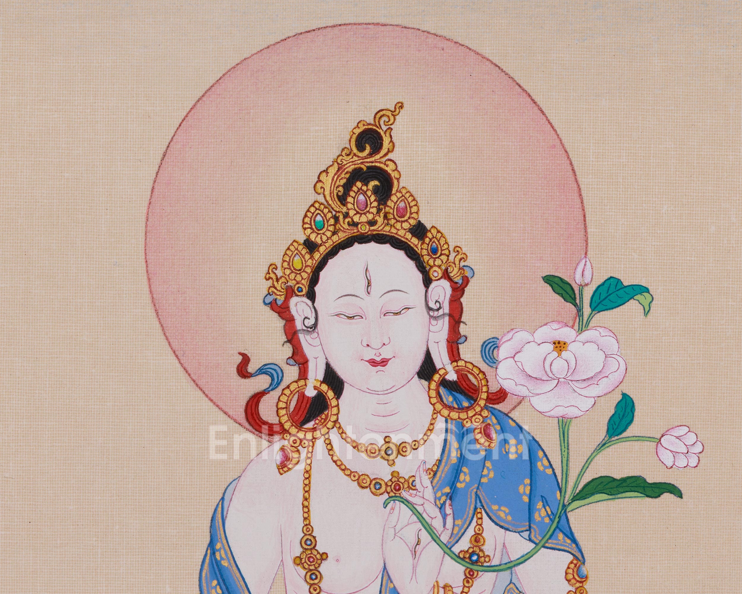 Beautiful Goddess White Tara Painting | Compact Artistry
