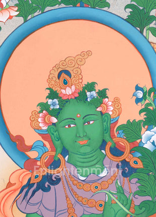 Green Tara Thangka with Other Deities | Wall Art for Tranquility