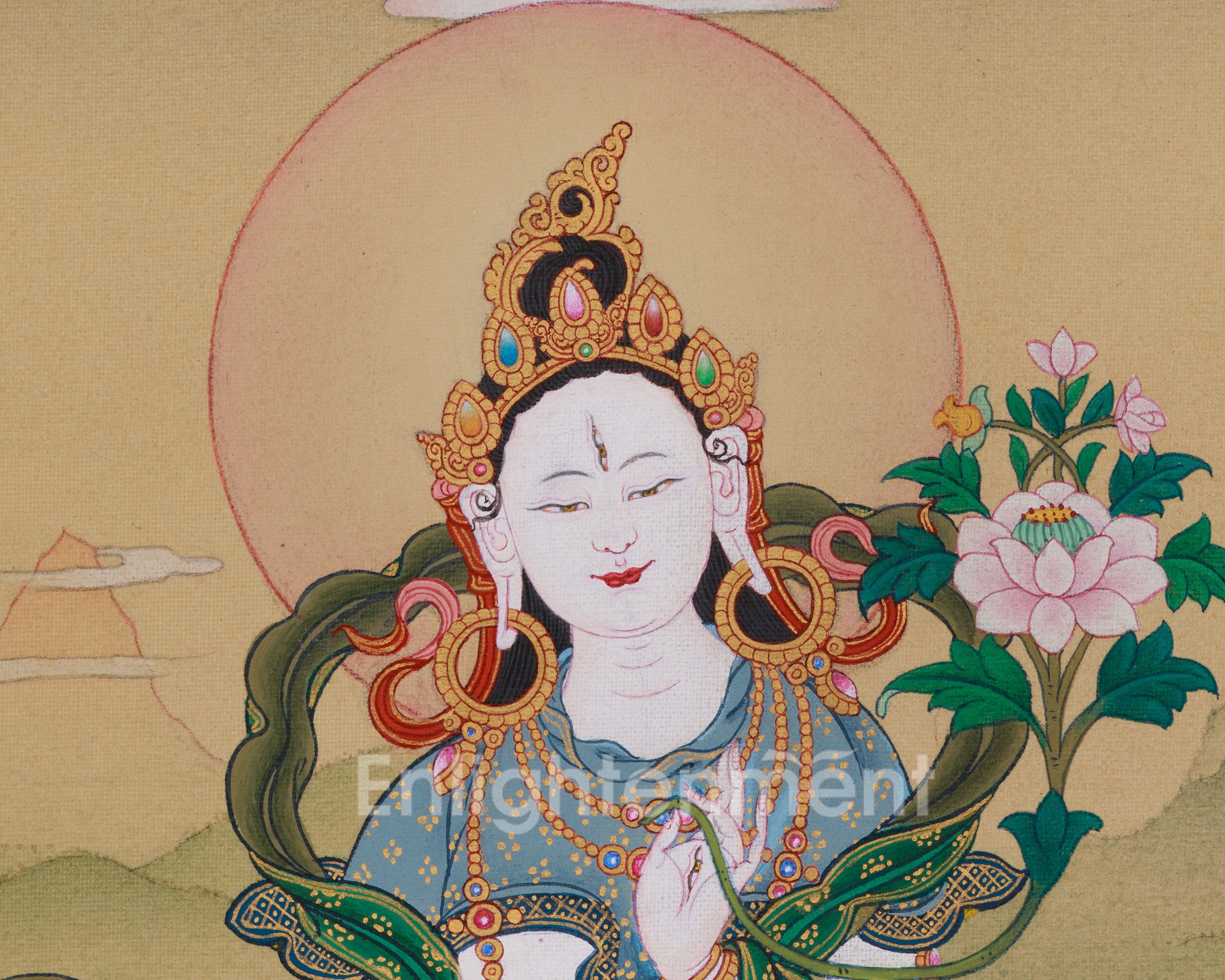 Sacred White Tara with Amitabha Buddha Thangka | Healing, Longevity, and Pure Land Peace