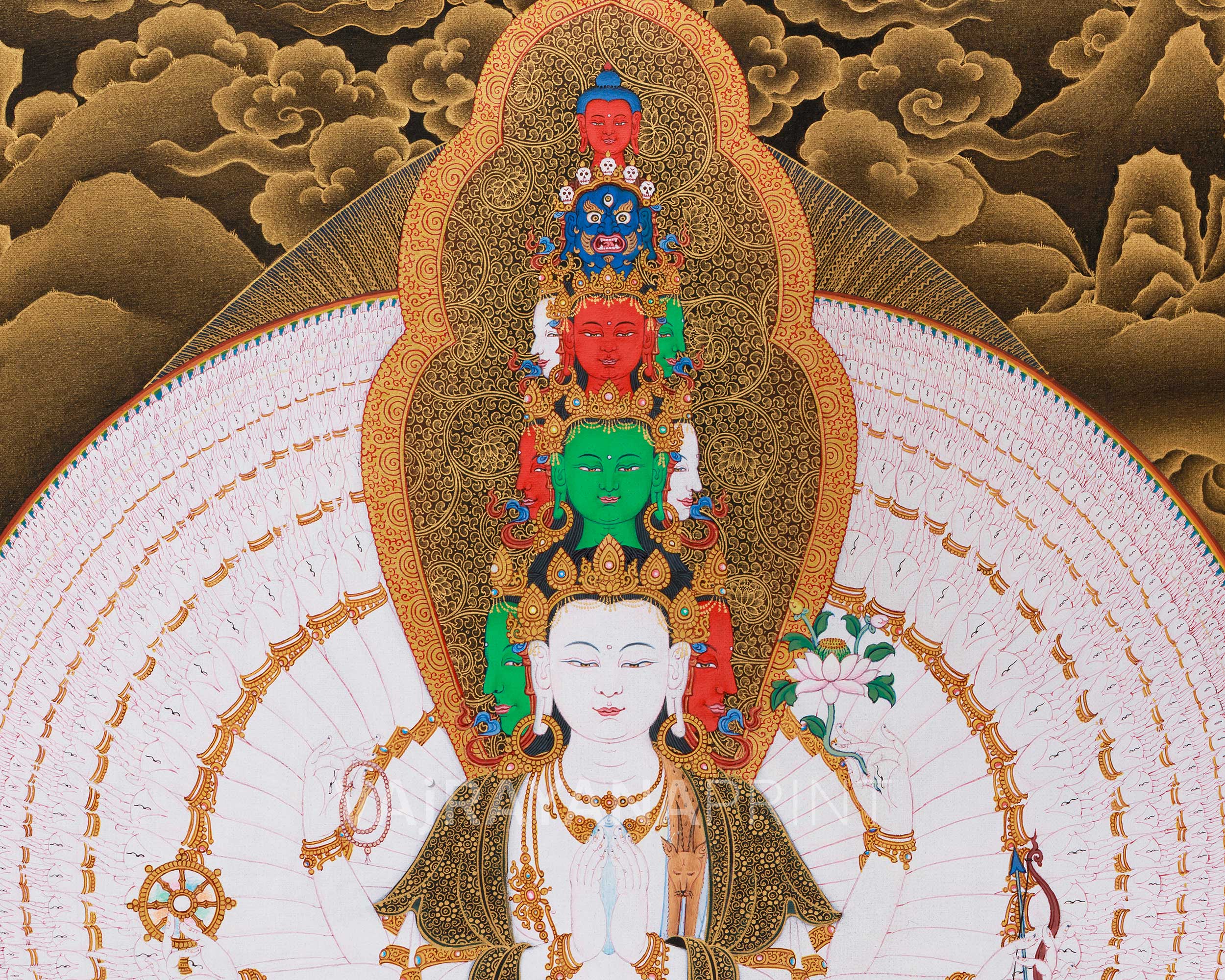 Thousand-Armed Chenrezig Canvas Print | Giclee Artwork of Compassion