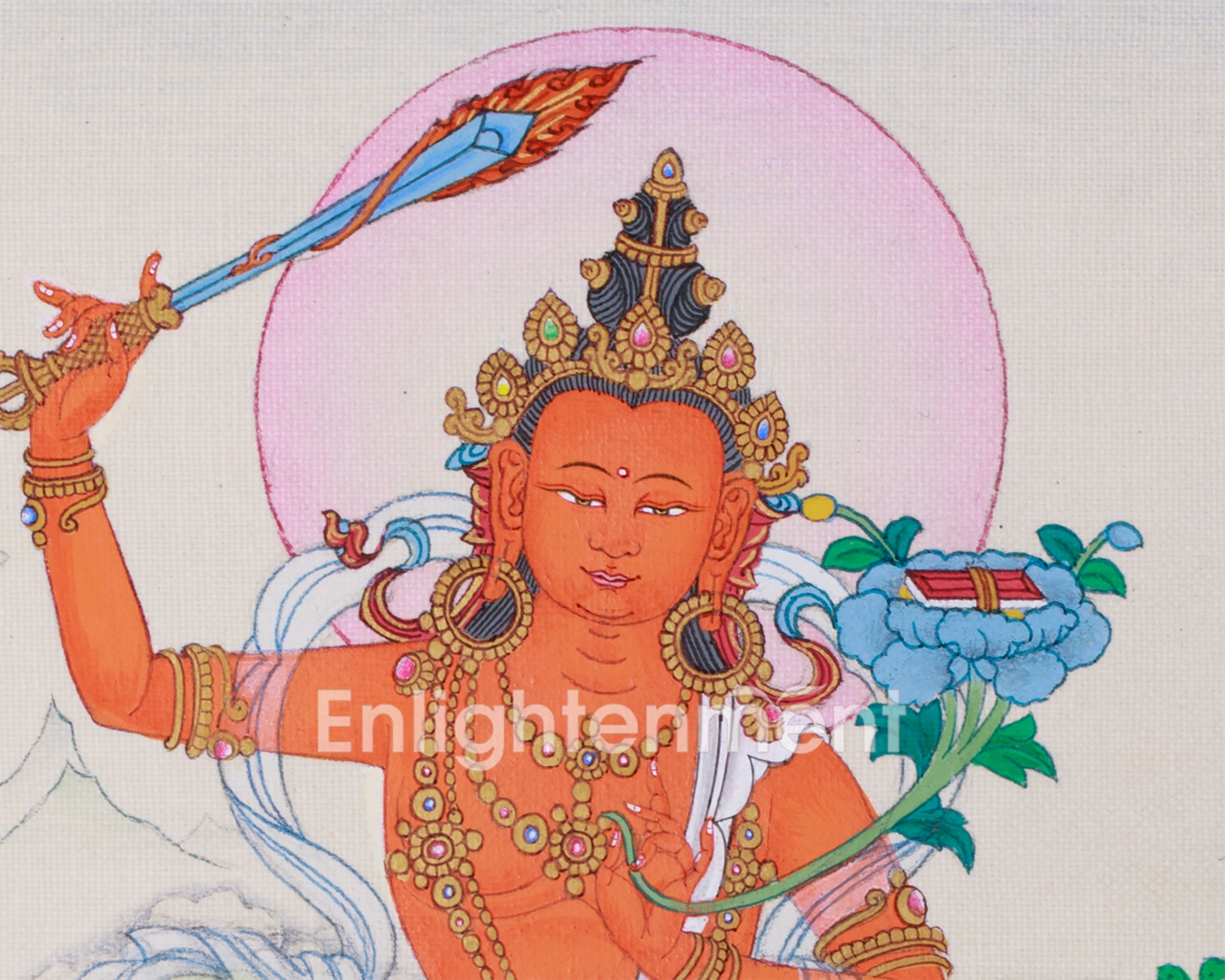 Tibetan Bodhisattva Manjushri Thangka | Small Canvas Artwork