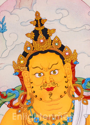 Hand-Painted Dzambhala Thangka | God Of wealth (with consecration and brocade included)