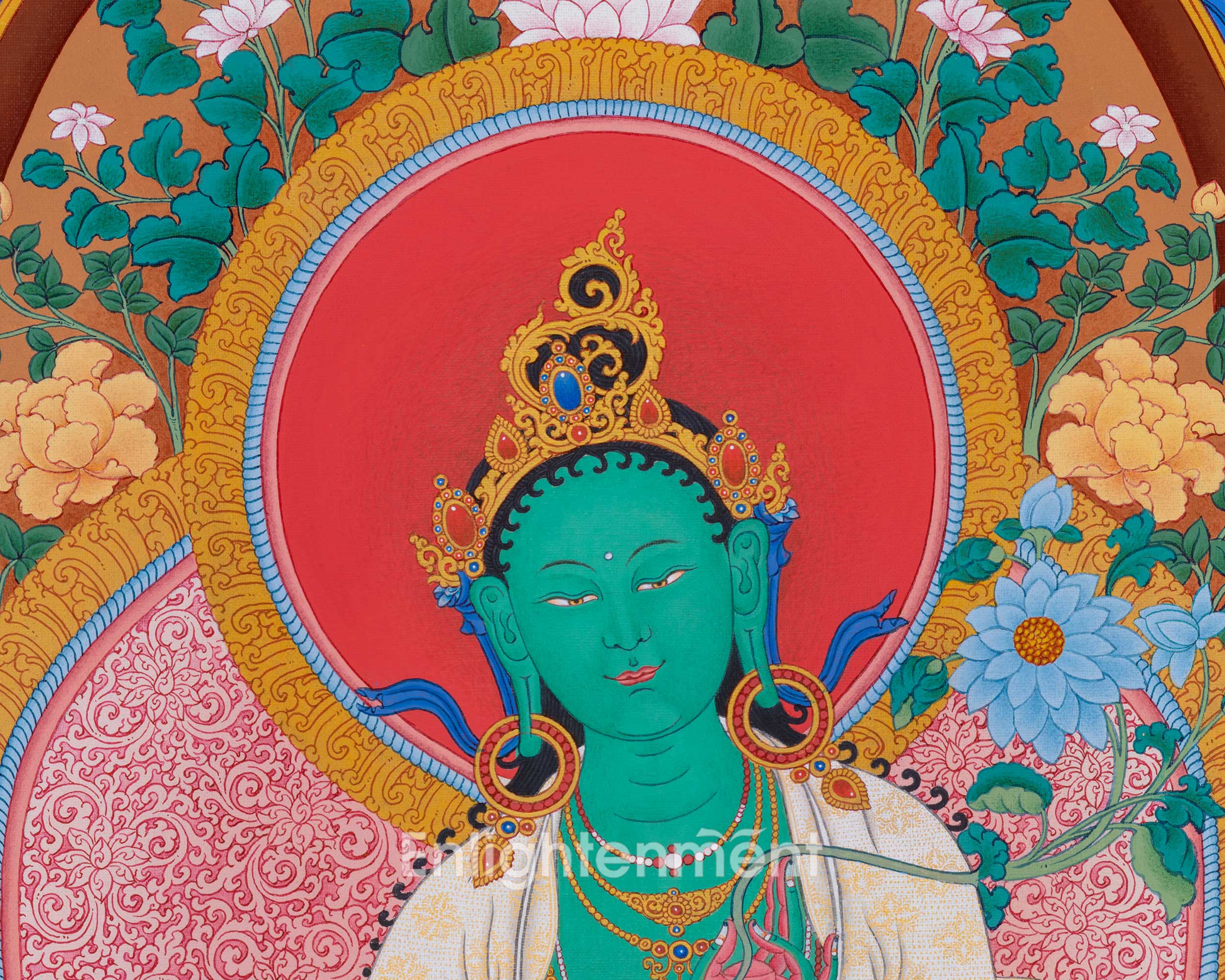 Exceptional Green Tara Thangka from Enlightenment Studio