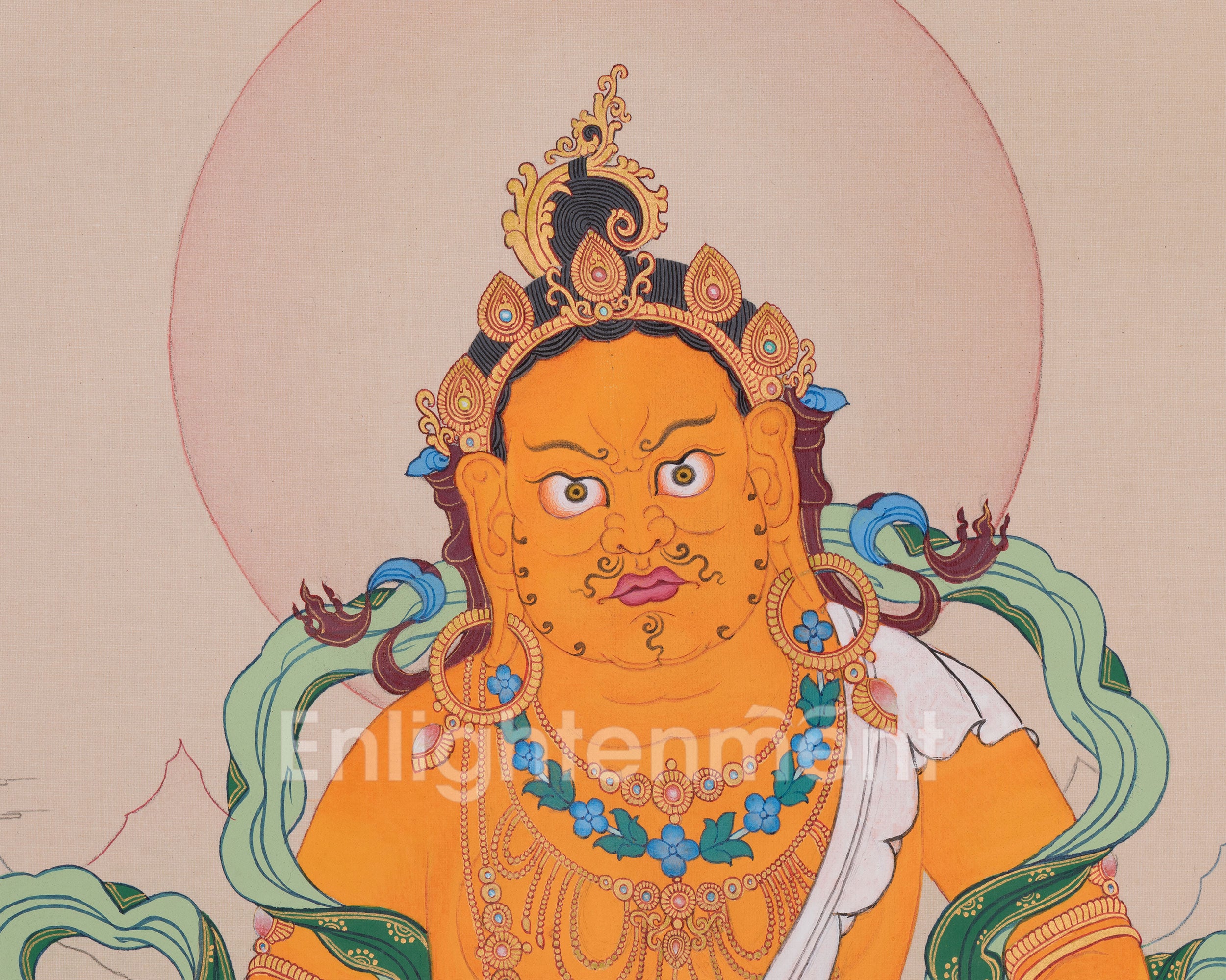 God of Abundance, Dzambhala Thangka | Tibetan Buddhist Wealth Deity