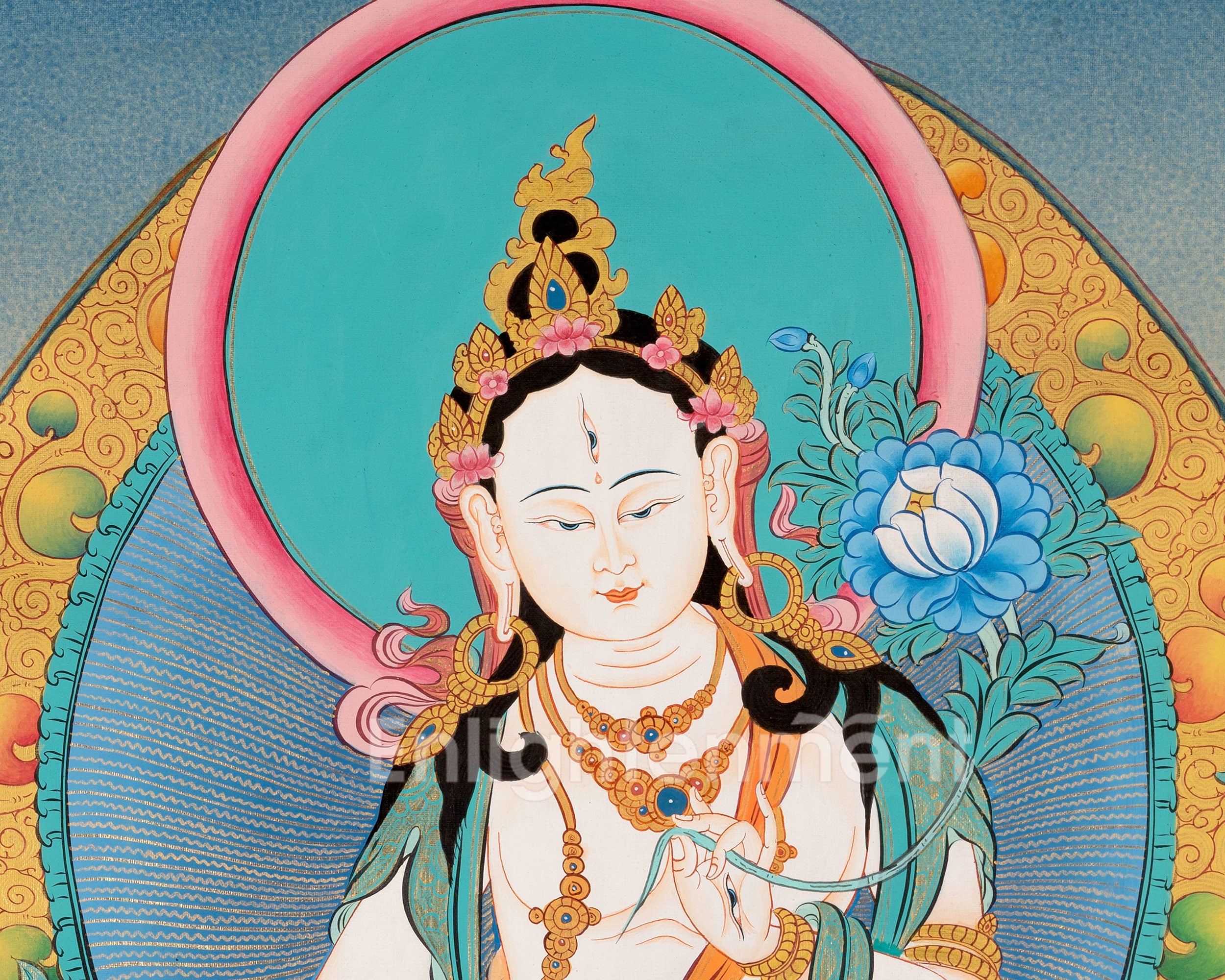 White Tara Thangka Painting | Religious Buddhist Art | Wall Decors